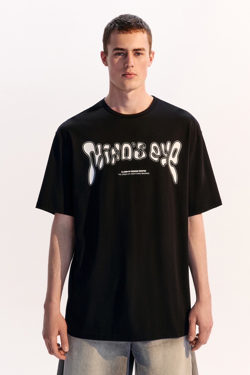 Футболка хлопковая с принтом-надписью - цвет черный - 2