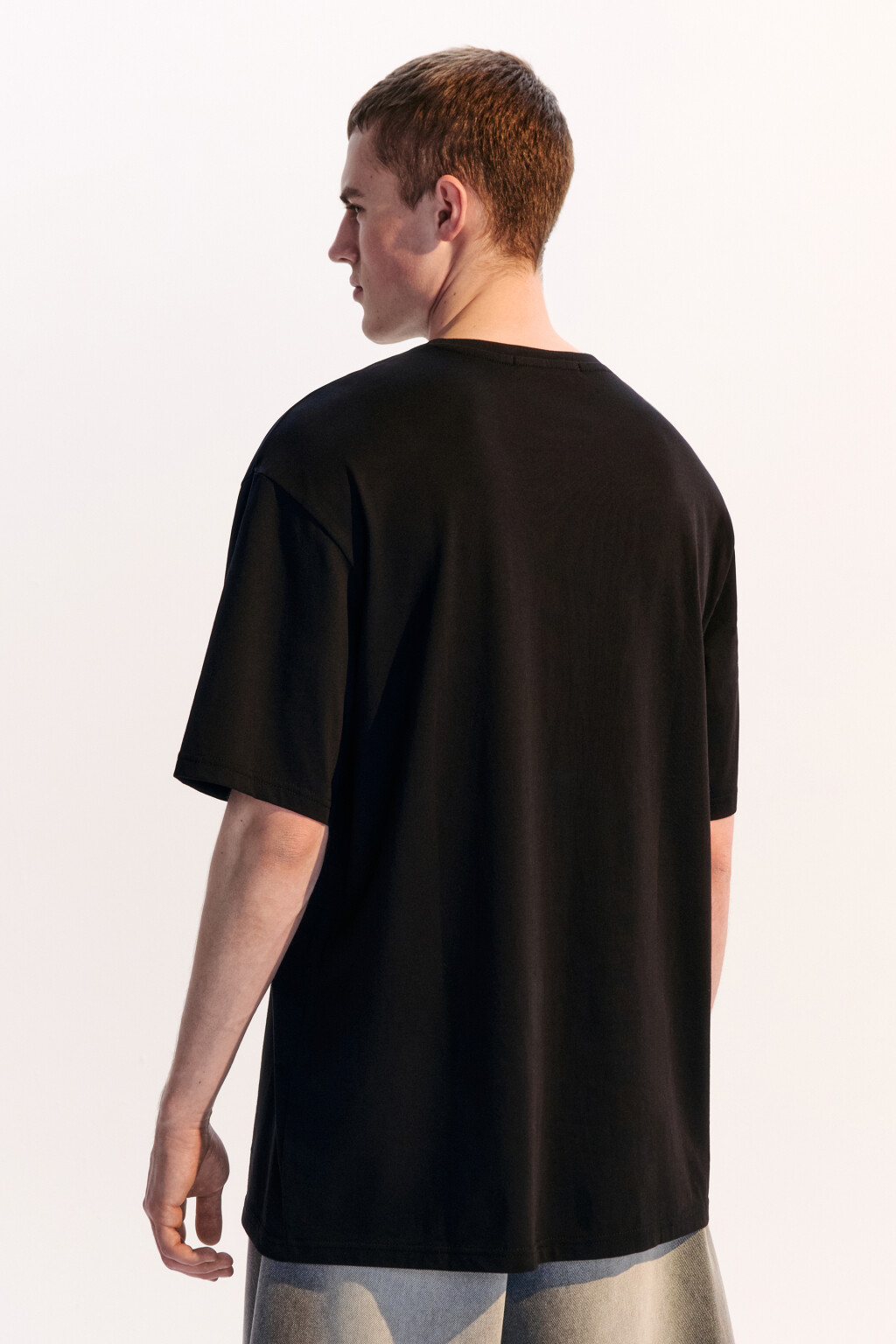 Футболка хлопковая с принтом-надписью - цвет черный - 3