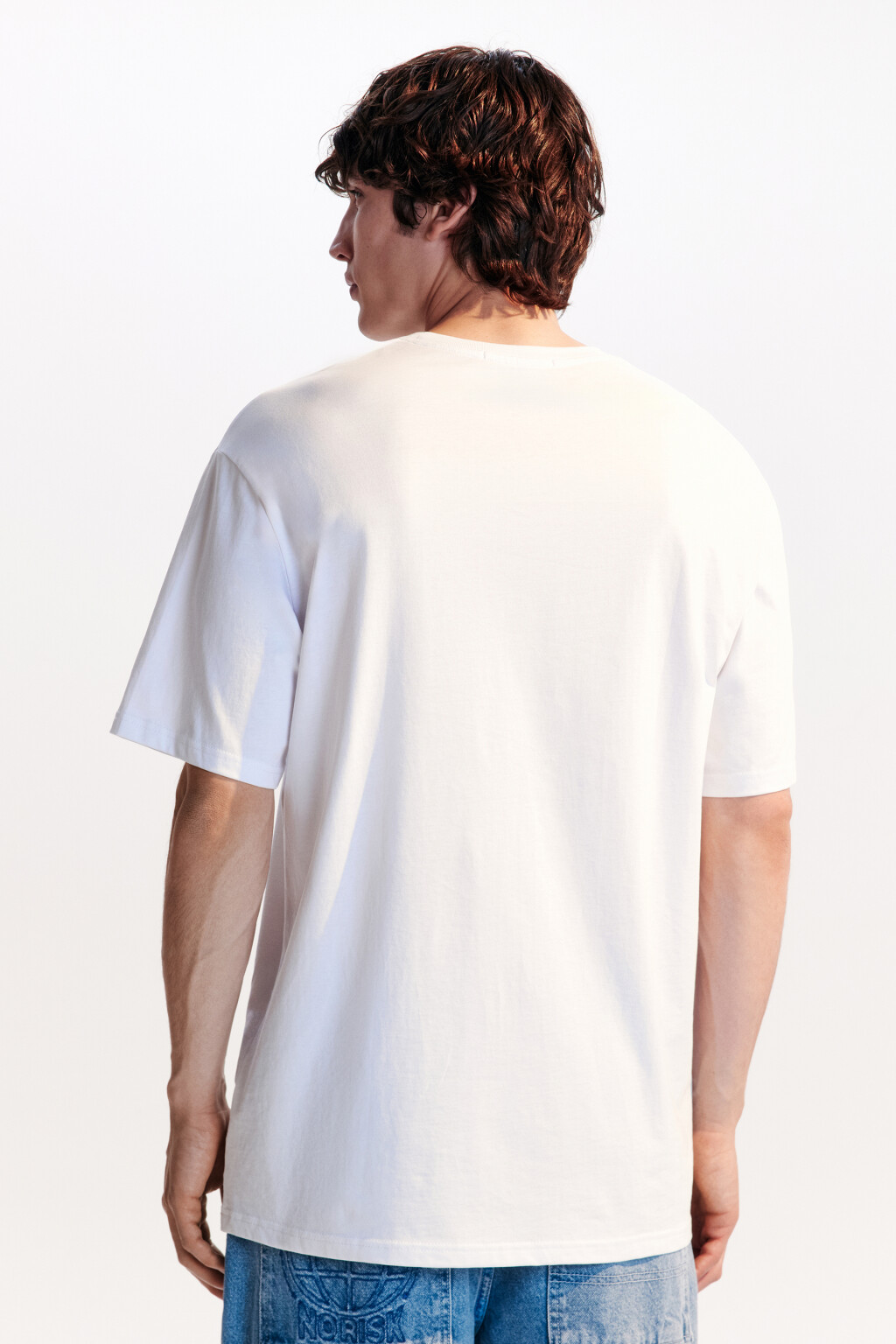 Футболка хлопковая с принтом-надписью - цвет белый - 3