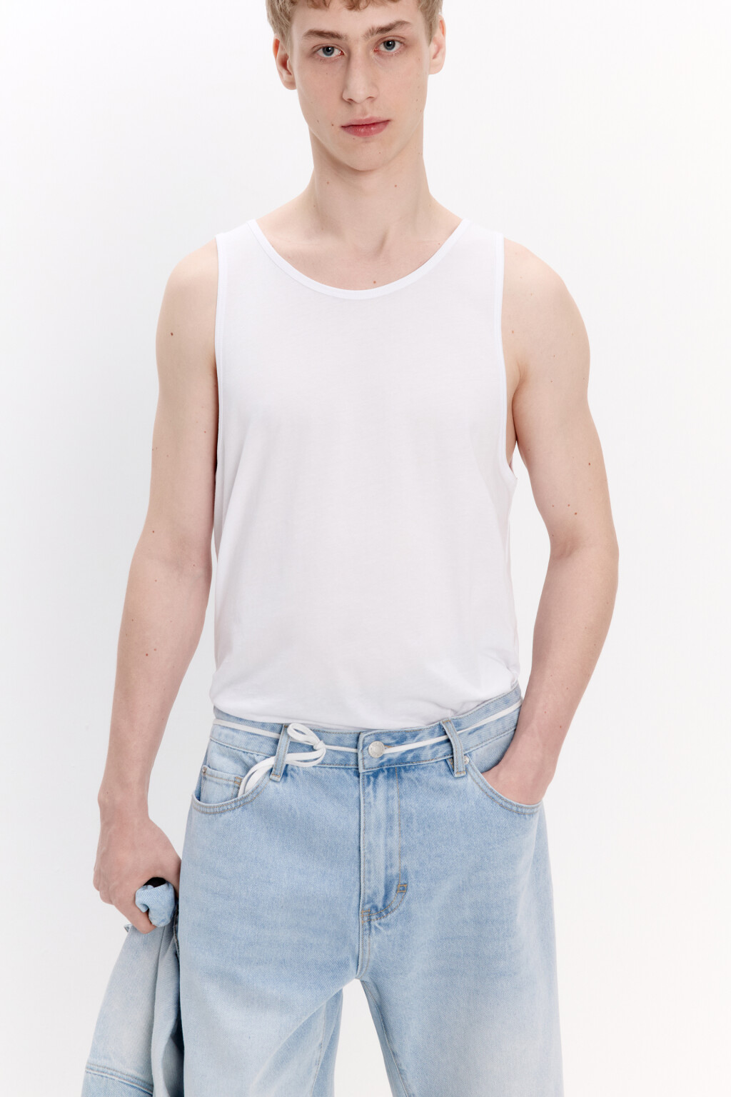 Майка базовая из хлопка - цвет белый - 1