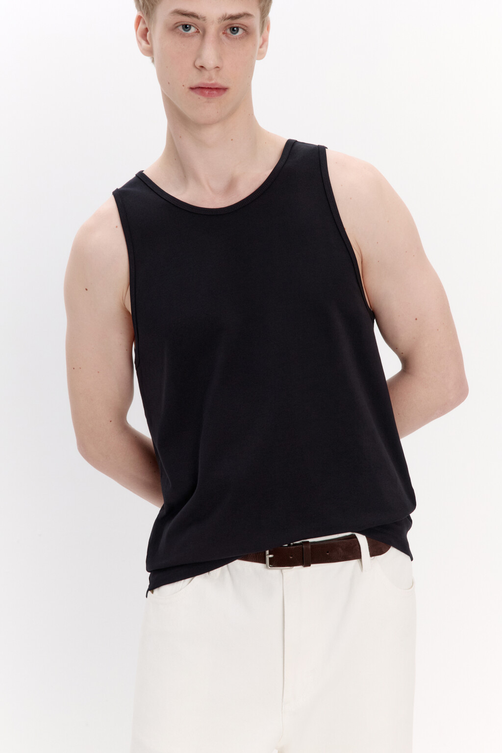 Майка базовая из хлопка - цвет черный - 1