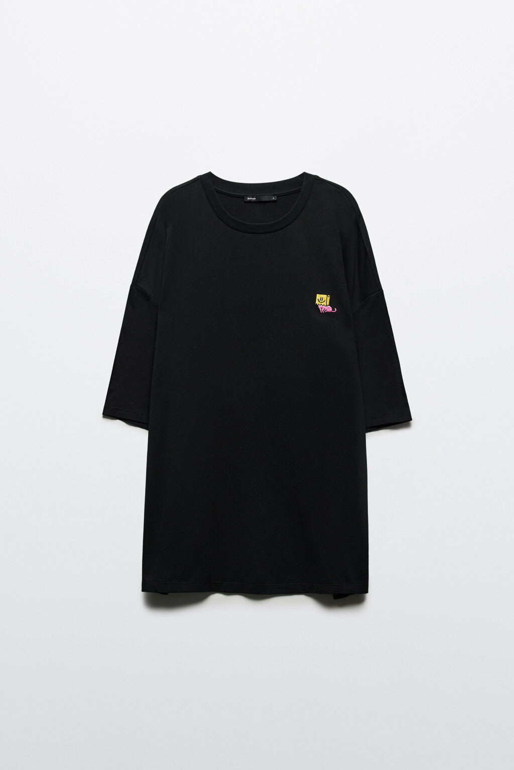 Футболка oversize с маленькой вышивкой - цвет черный - 7