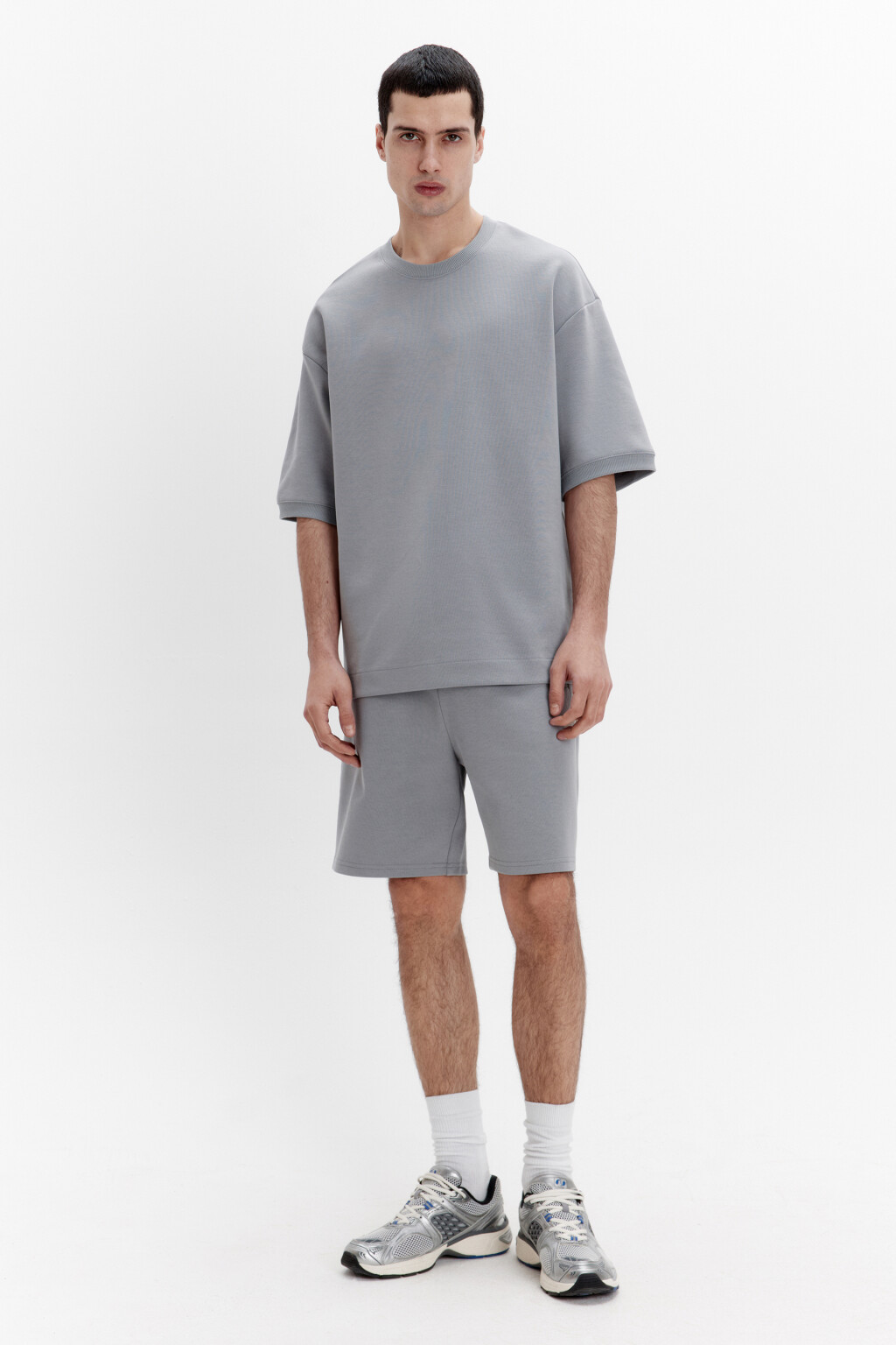 Футболка oversize из плотного трикотажа - цвет серый - 4