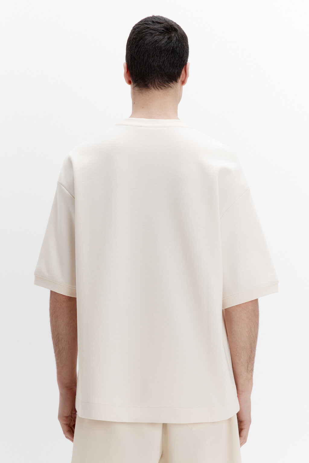 Футболка oversize из плотного трикотажа - цвет бежевый - 3