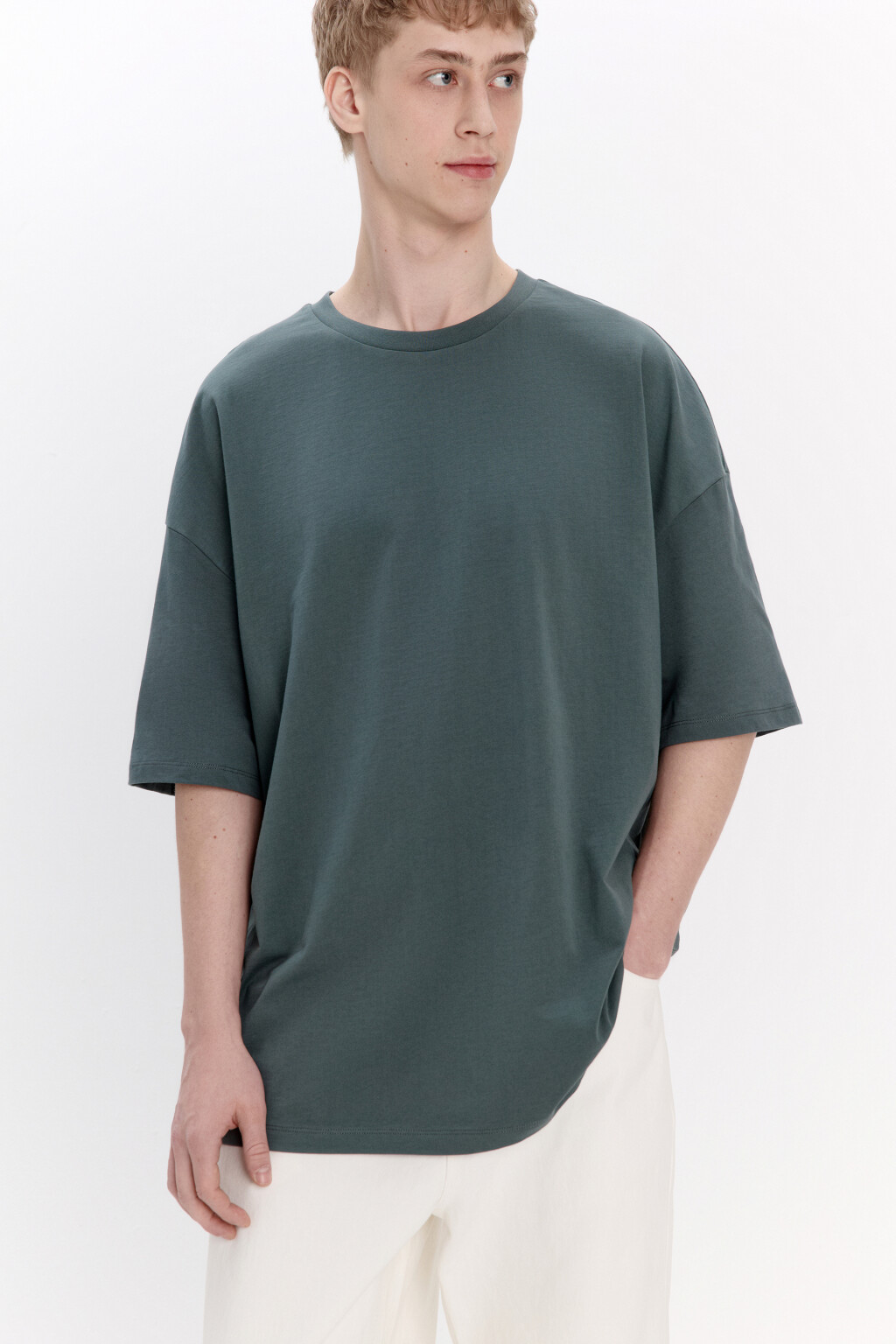 Футболка oversize из плотного хлопка - цвет зеленый - 1