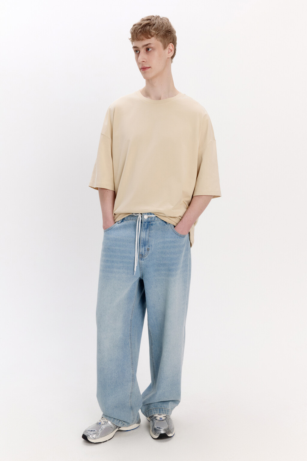 Футболка oversize из плотного хлопка - цвет бежевый - 1