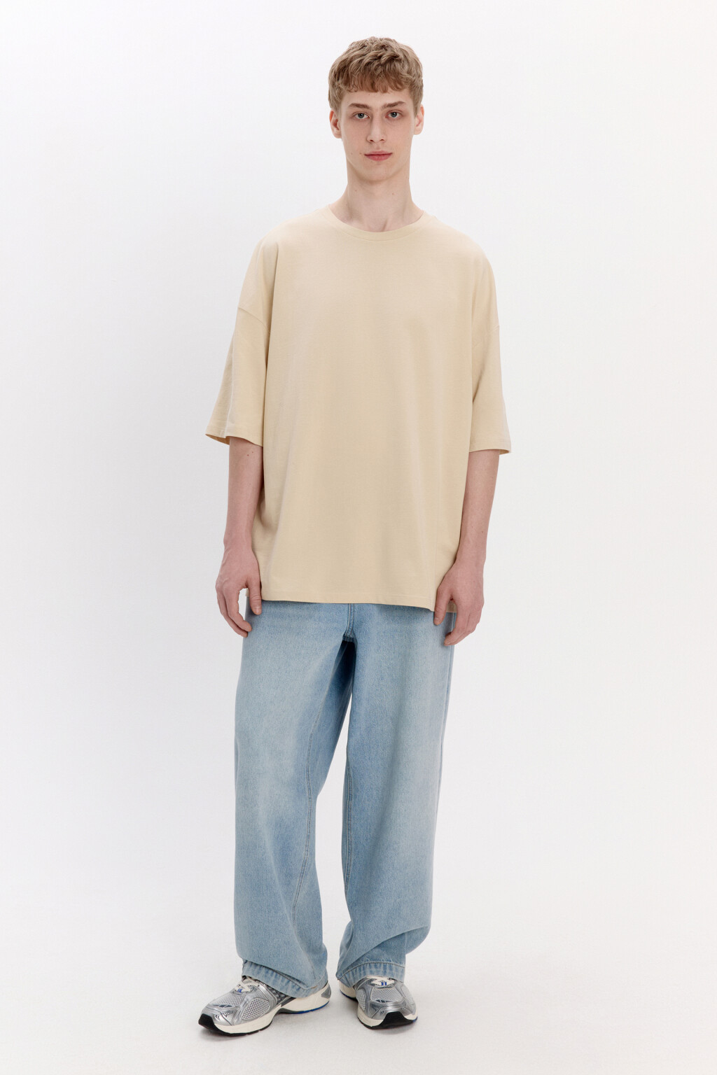 Футболка oversize из плотного хлопка - цвет бежевый - 5