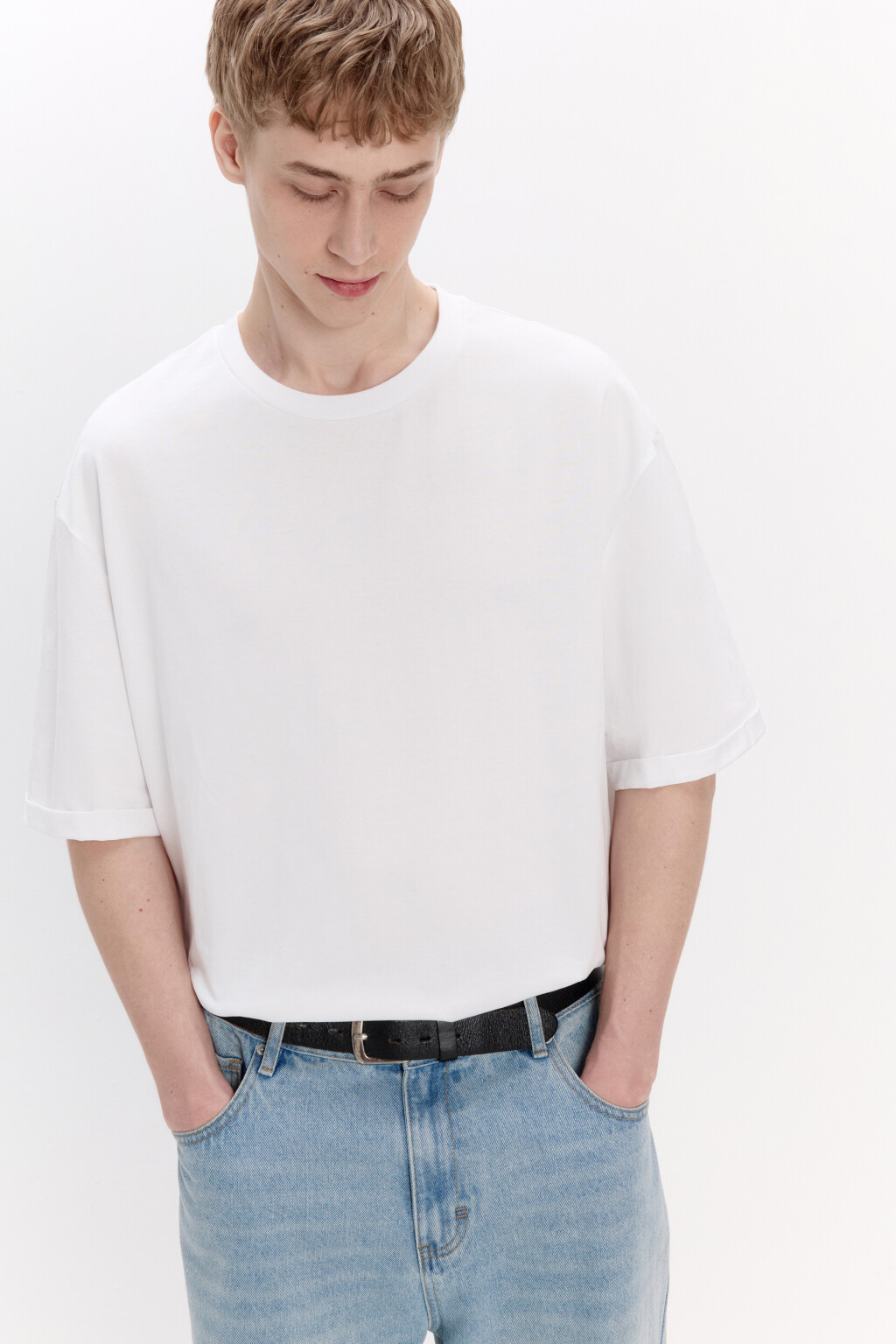 Футболка базовая из плотного хлопка - цвет белый - 1