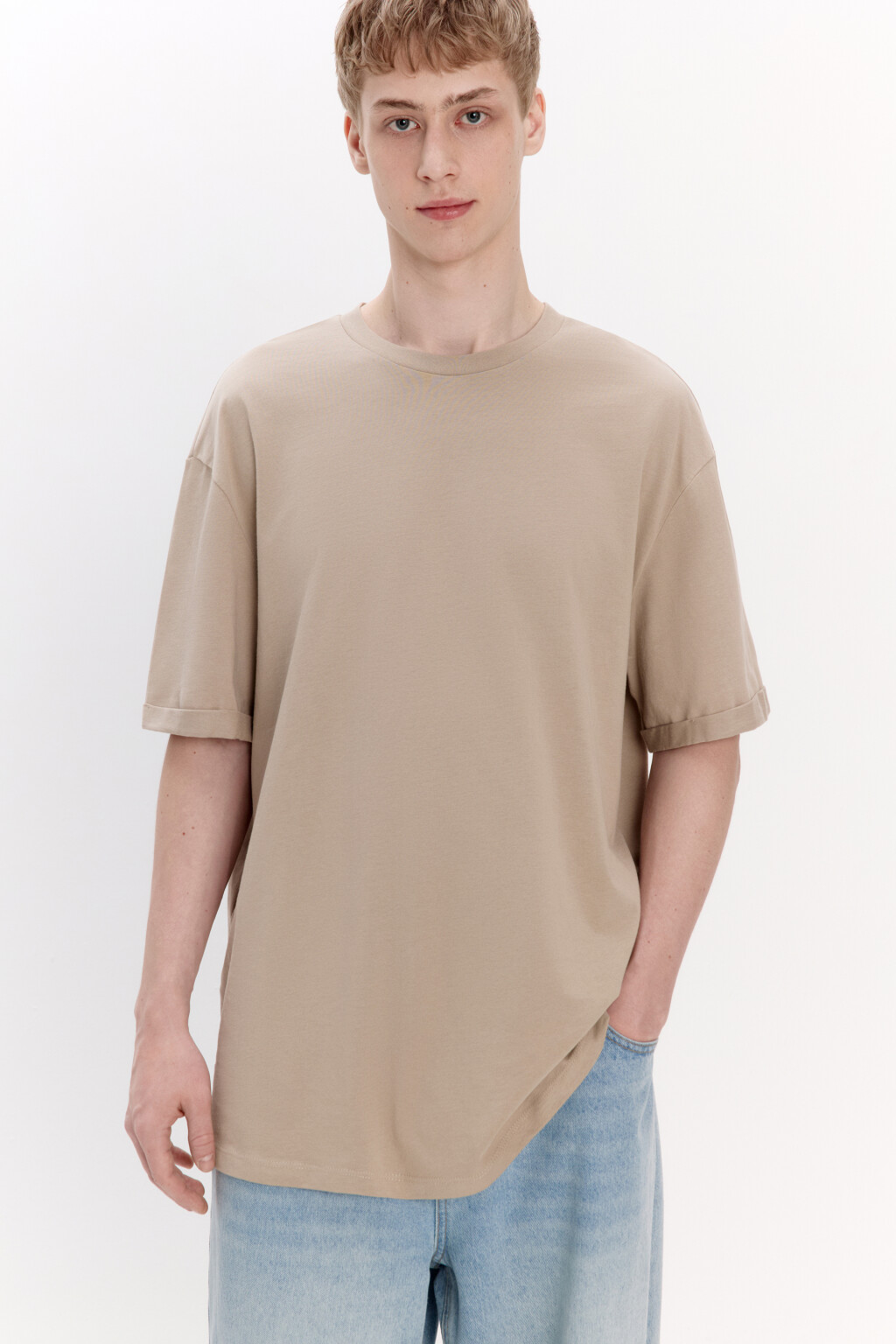 Футболка базовая из плотного хлопка - цвет бежевый - 1