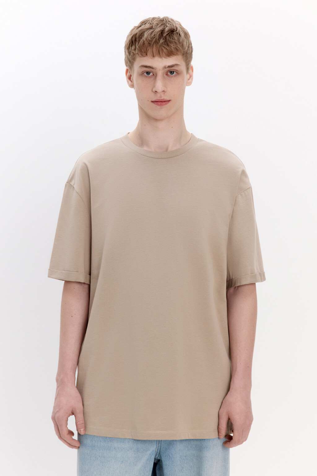 Футболка базовая из плотного хлопка - цвет бежевый - 2