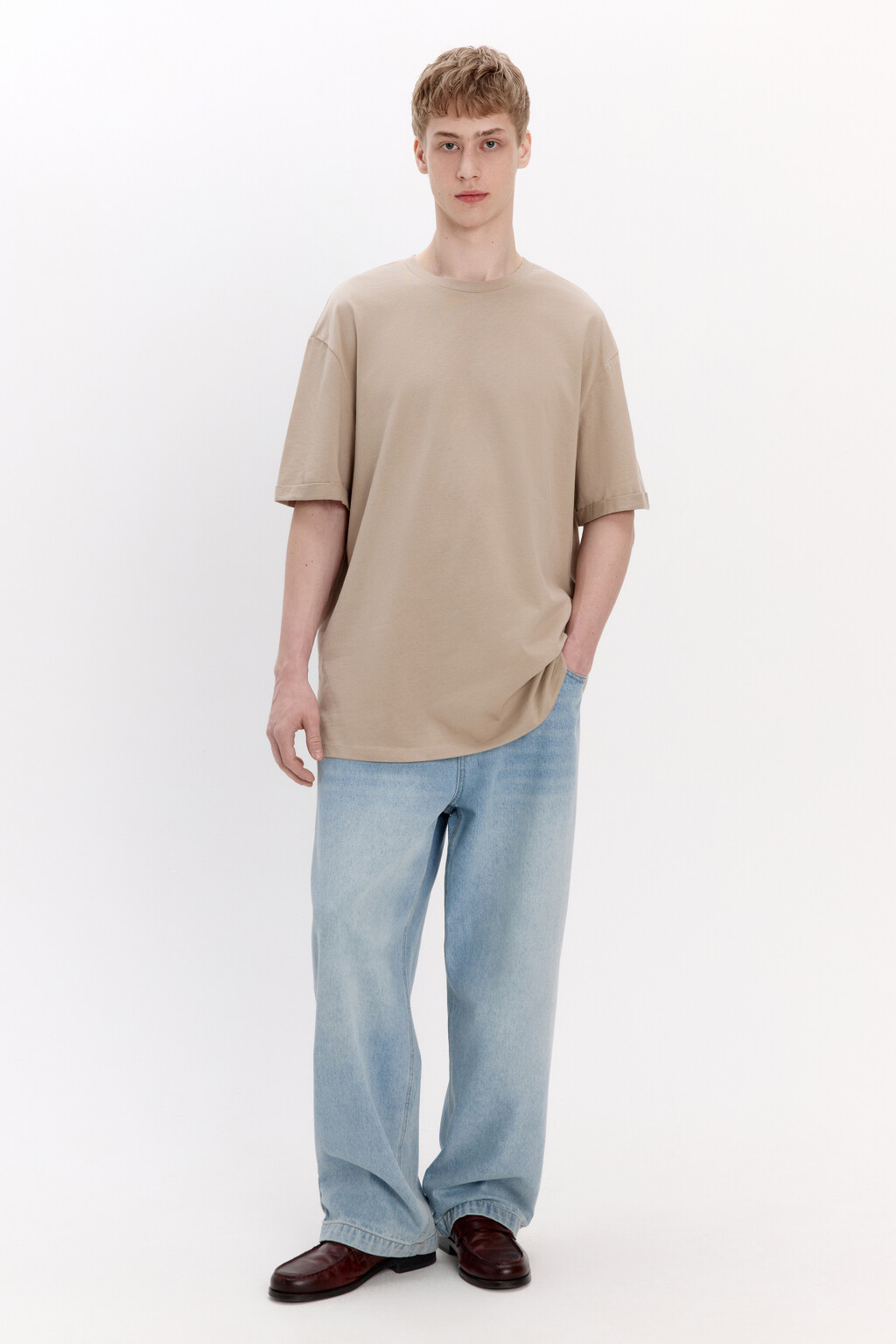 Футболка базовая из плотного хлопка - цвет бежевый - 4