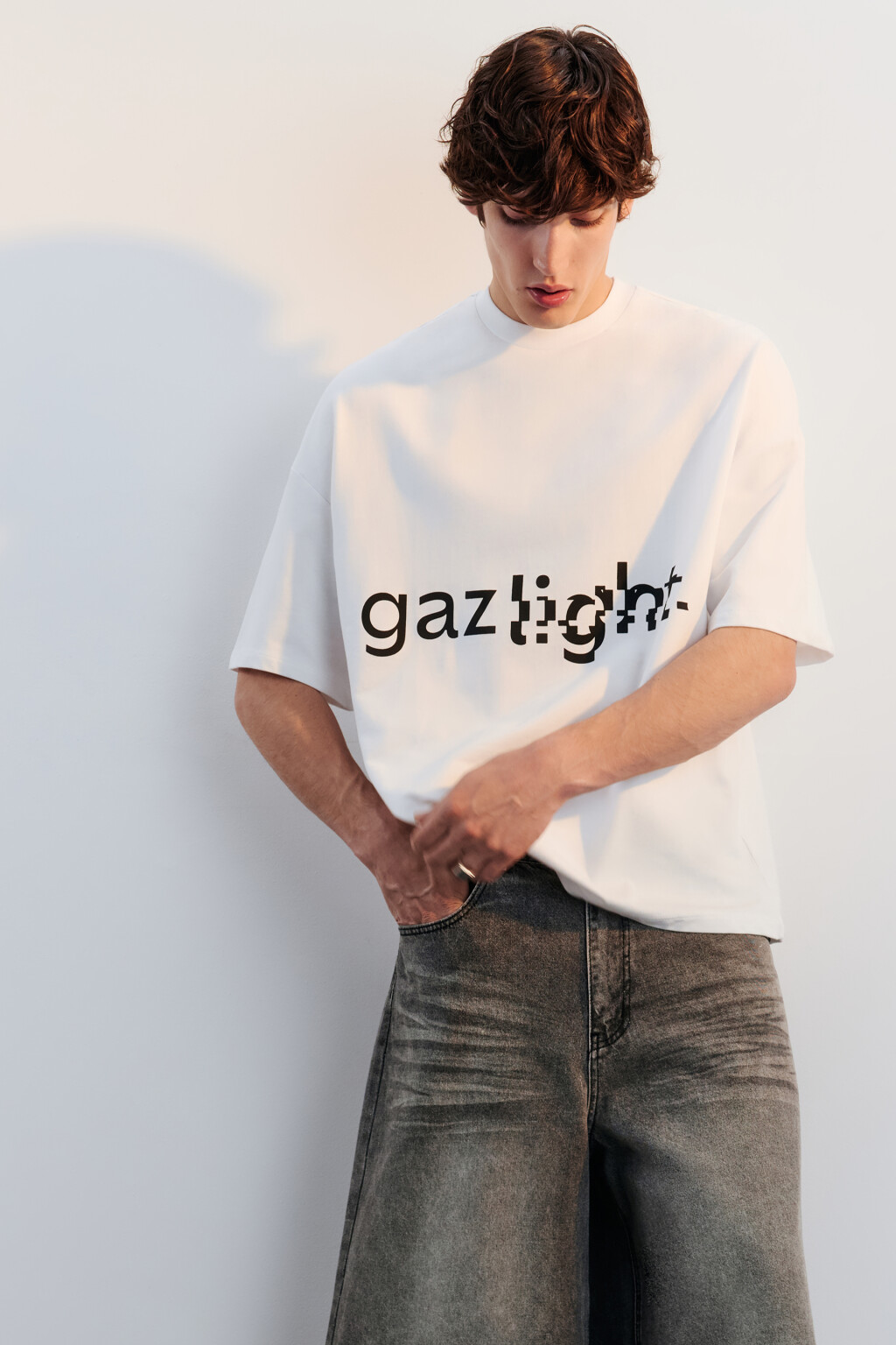 Футболка oversize с принтом-надписью - цвет белый - 2