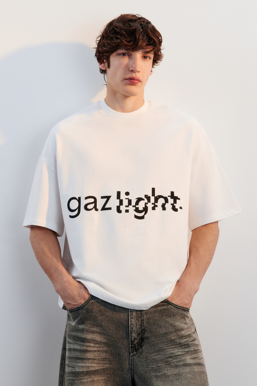 Футболка oversize с принтом-надписью - цвет белый - 3