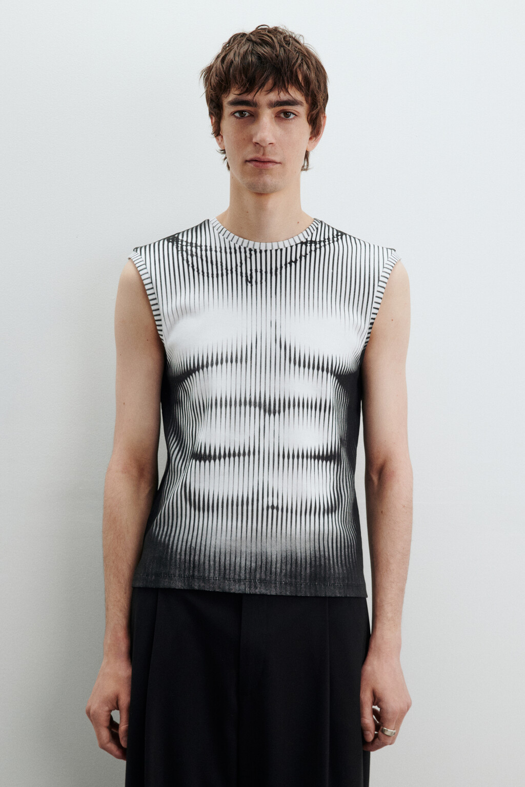 Майка хлопковая облегающая с принтом - цвет серый - 3