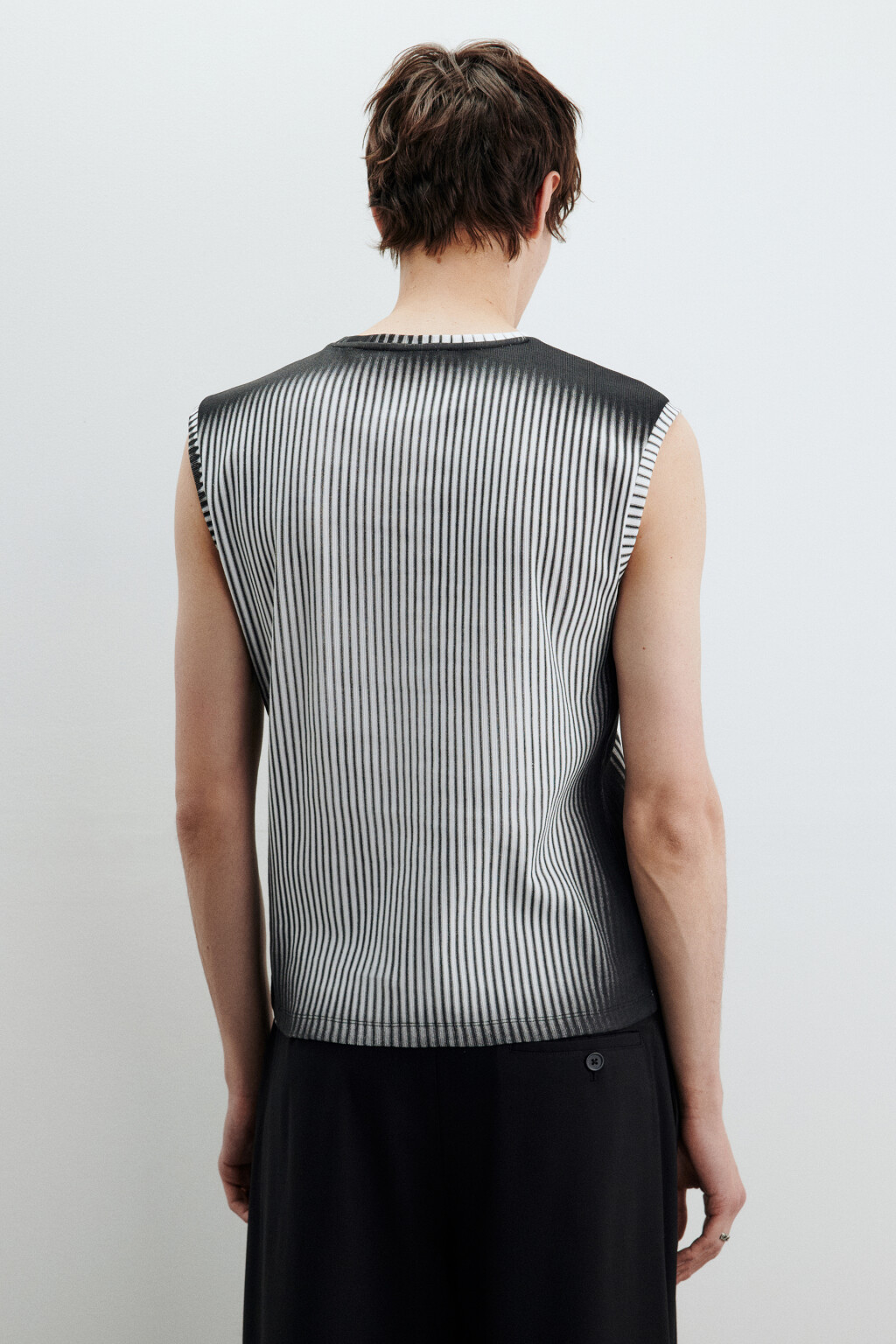 Майка хлопковая облегающая с принтом - цвет серый - 4