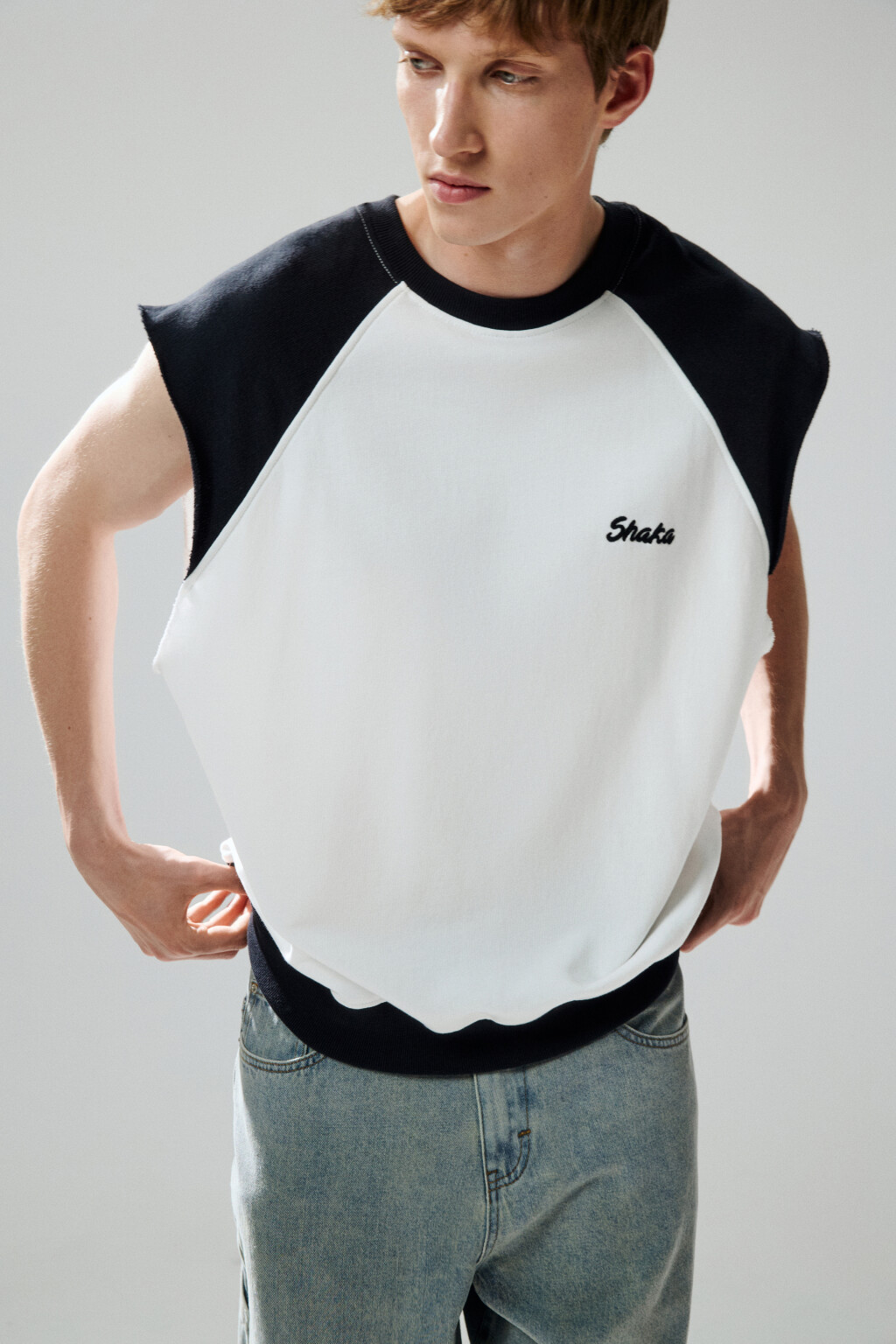 Футболка с обрезанными рукавами - цвет бежевый - 1