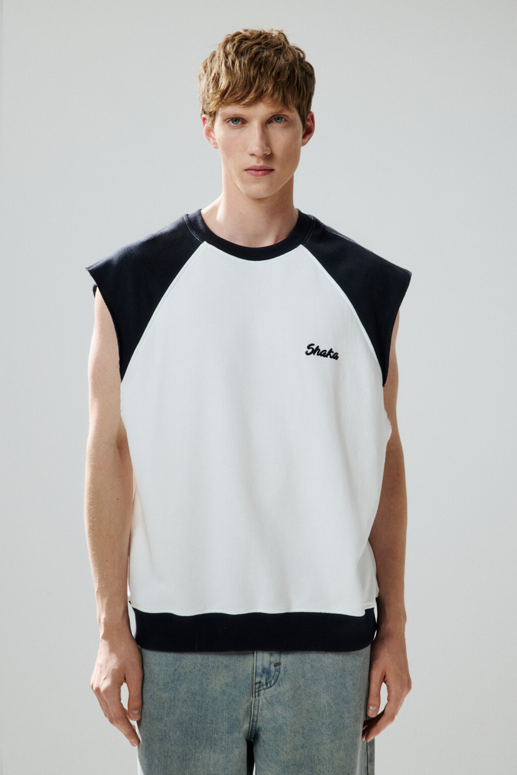 Футболка с обрезанными рукавами - цвет бежевый - 2