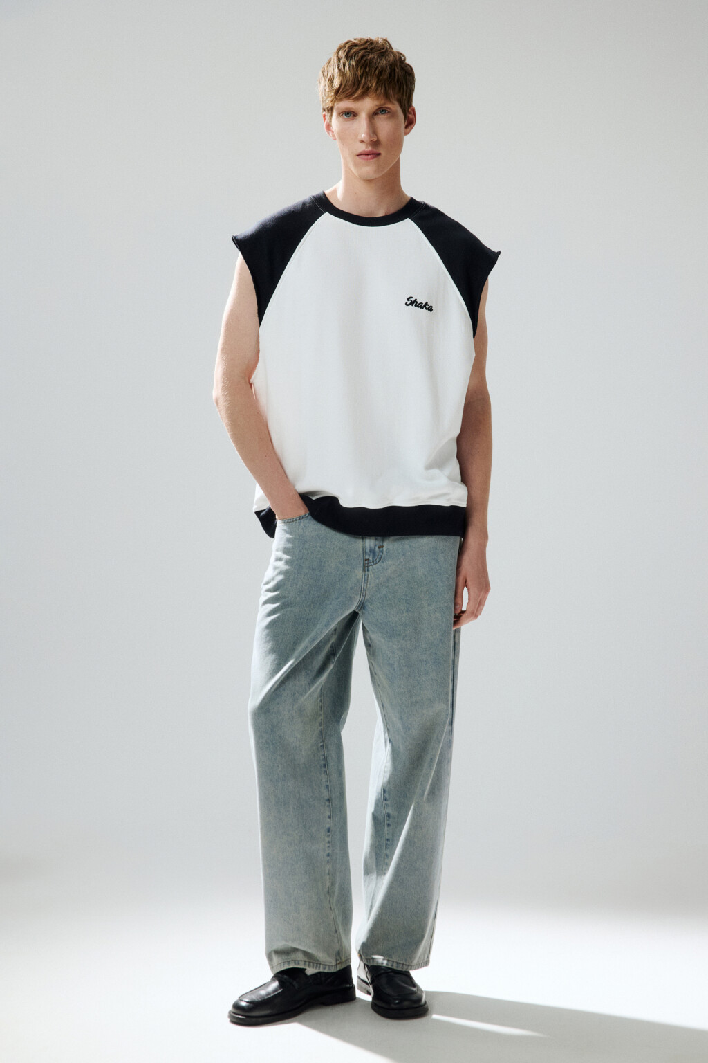 Футболка с обрезанными рукавами - цвет бежевый - 4