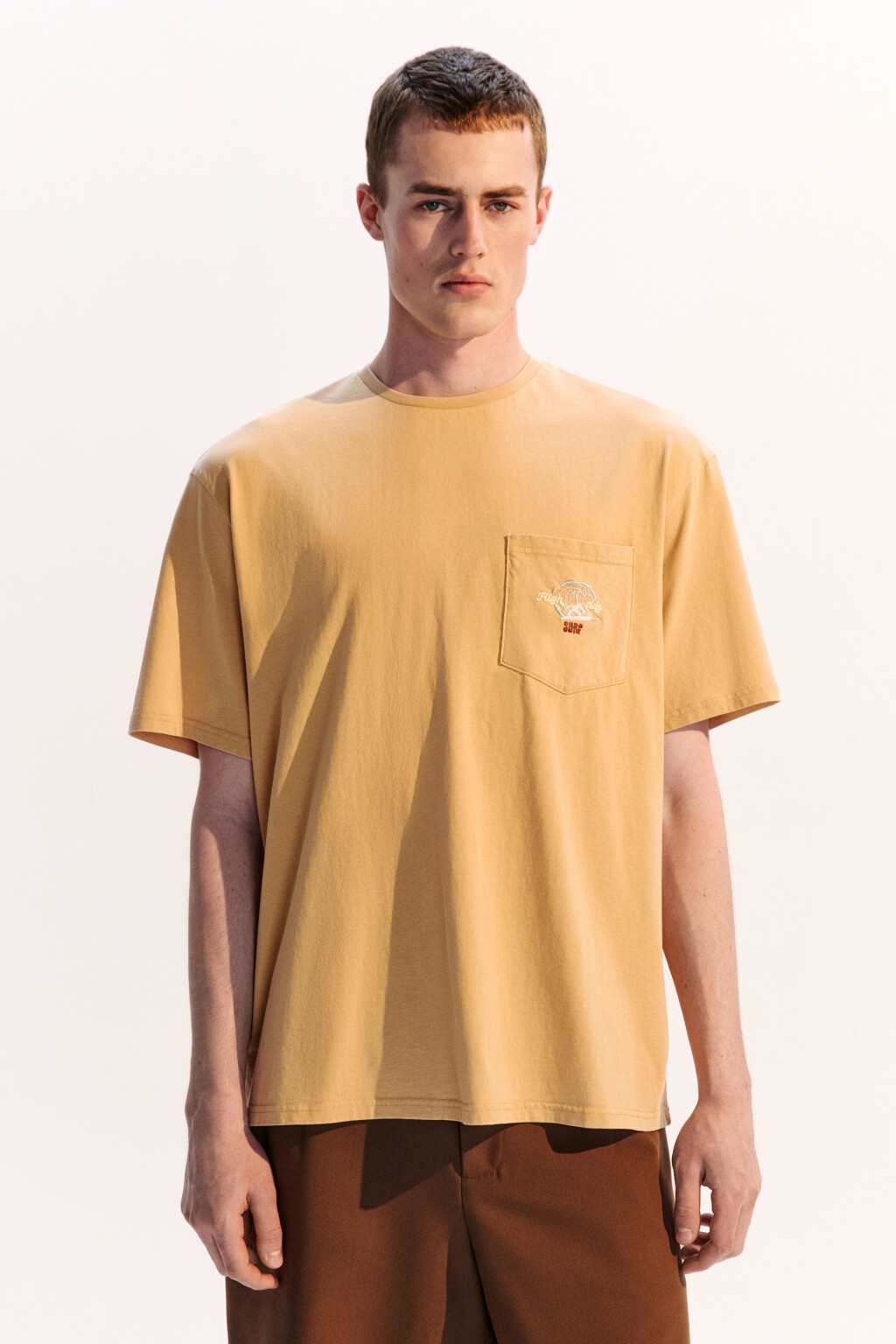 Футболка oversize с карманом и принтом - цвет оранжевый - 2