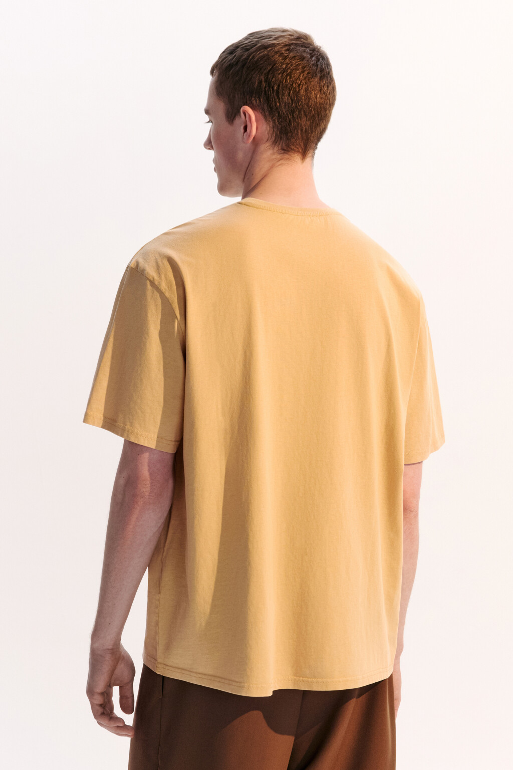 Футболка oversize с карманом и принтом - цвет оранжевый - 3