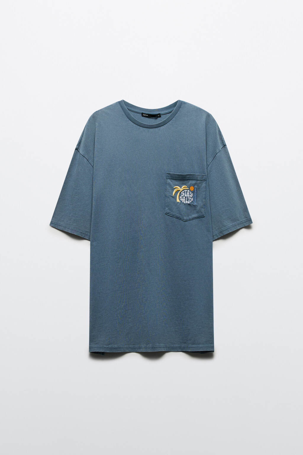 Футболка oversize с карманом и принтом - цвет синий - 7