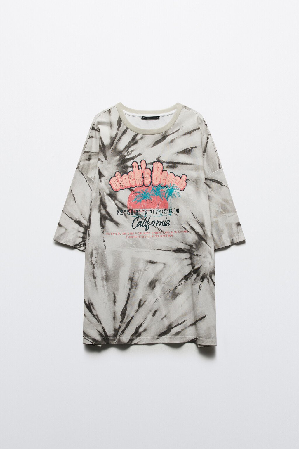 Футболка oversize с эффектом тай-дай и принтом - цвет серый - 8