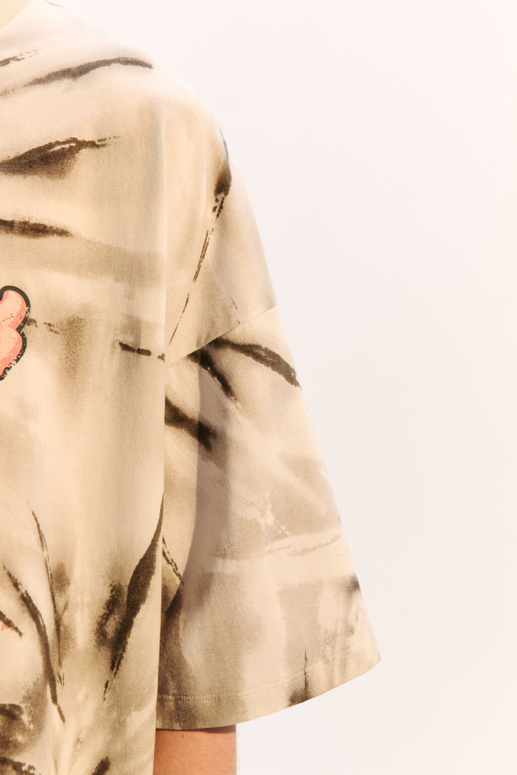 Футболка oversize с эффектом тай-дай и принтом - цвет серый - 7