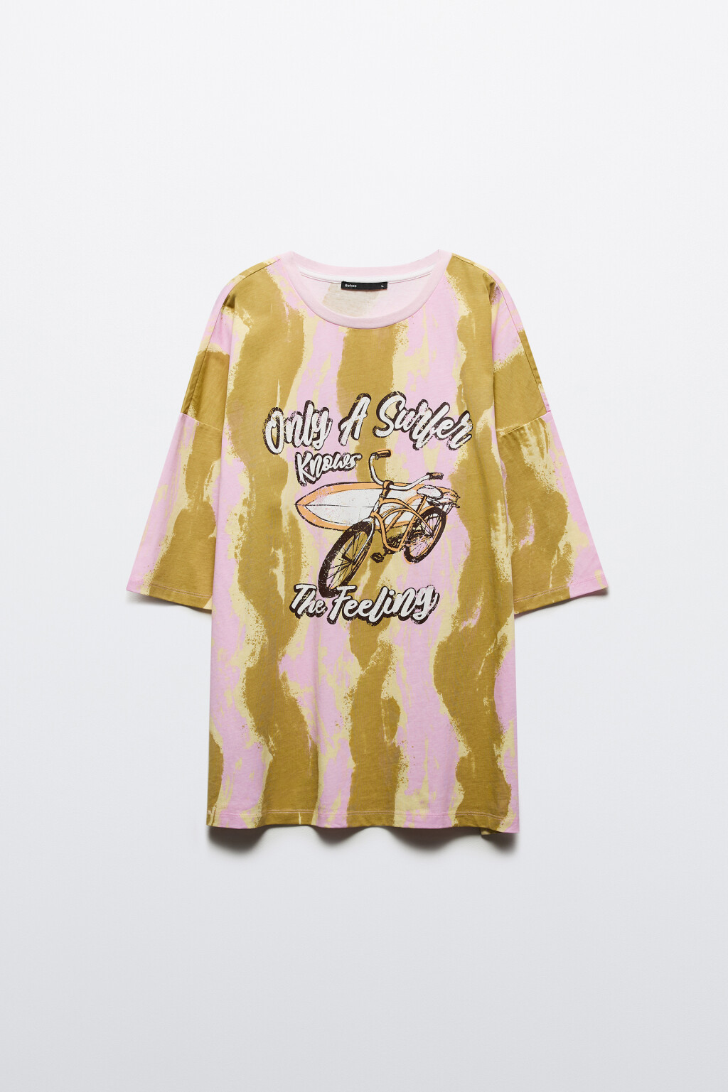 Футболка oversize с эффектом тай-дай и принтом - цвет розовый - 7