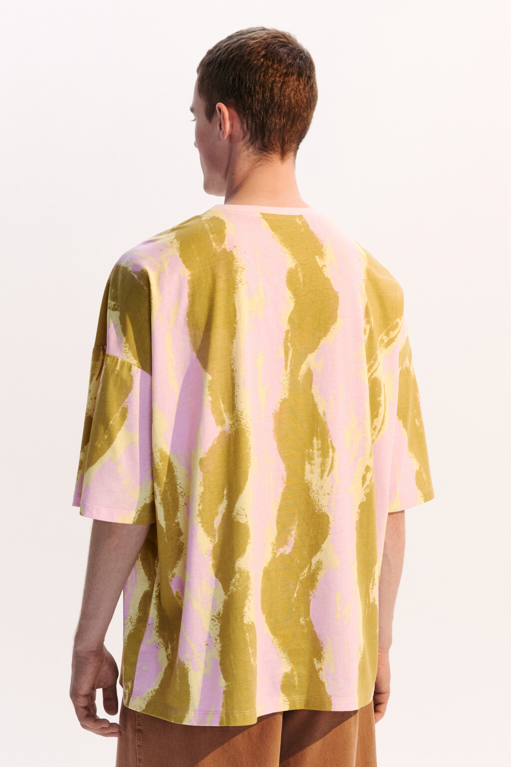 Футболка oversize с эффектом тай-дай и принтом - цвет розовый - 2