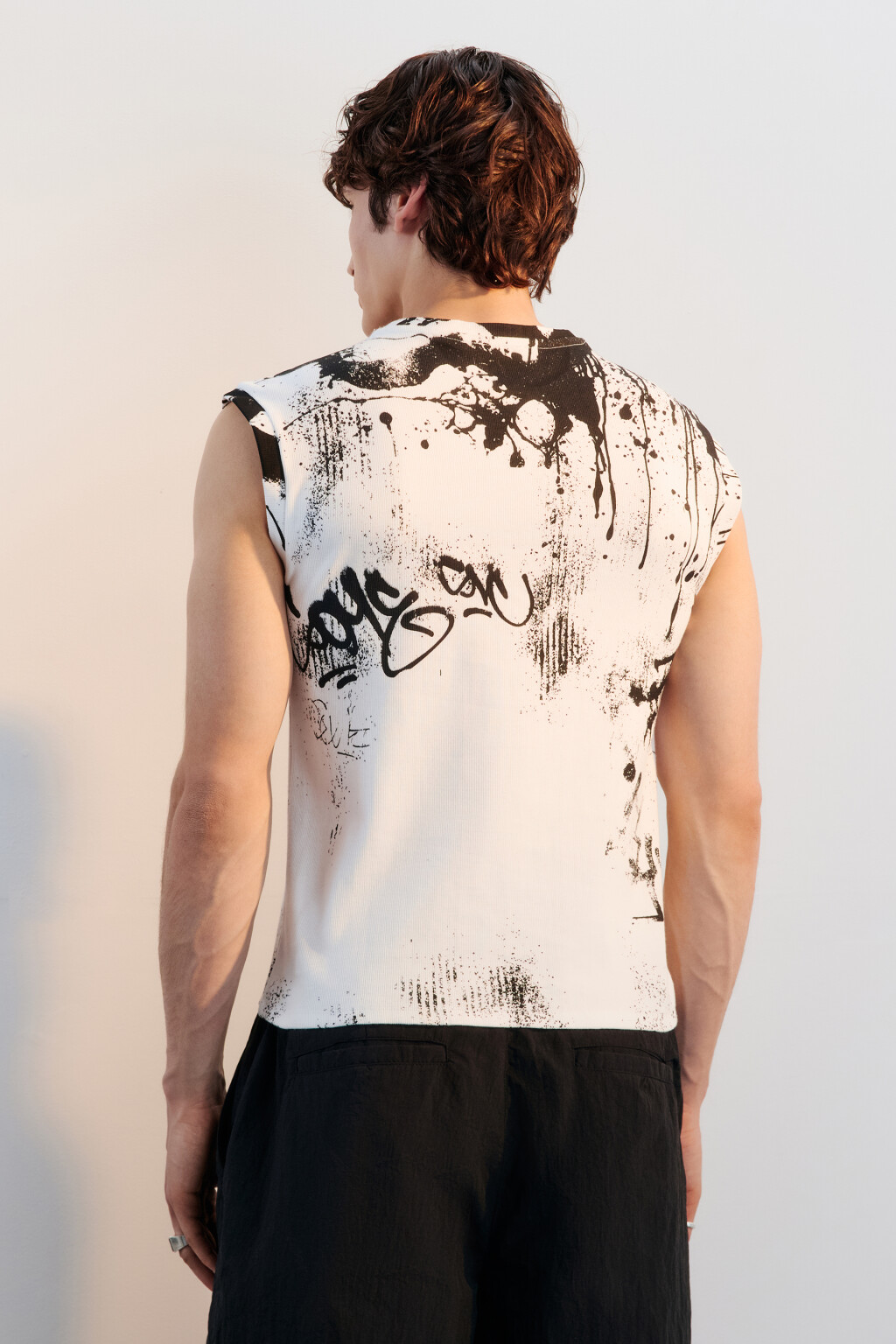 Майка хлопковая с принтом - цвет черный - 3