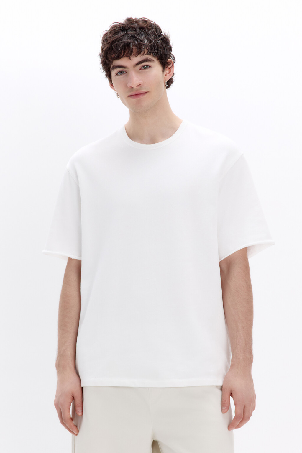 Футболка oversize из хлопкового футера - цвет белый - 2