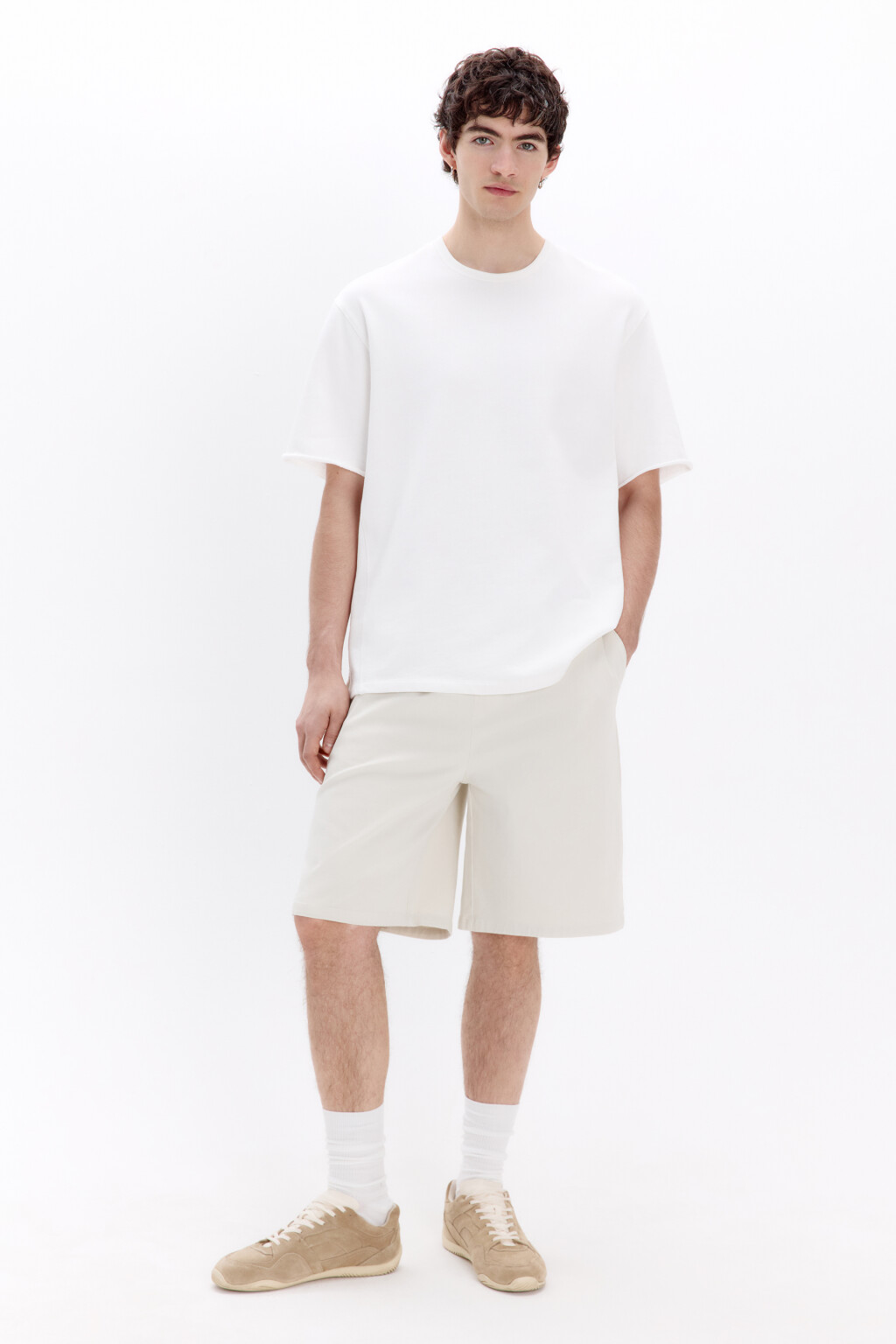 Футболка oversize из хлопкового футера - цвет белый - 4