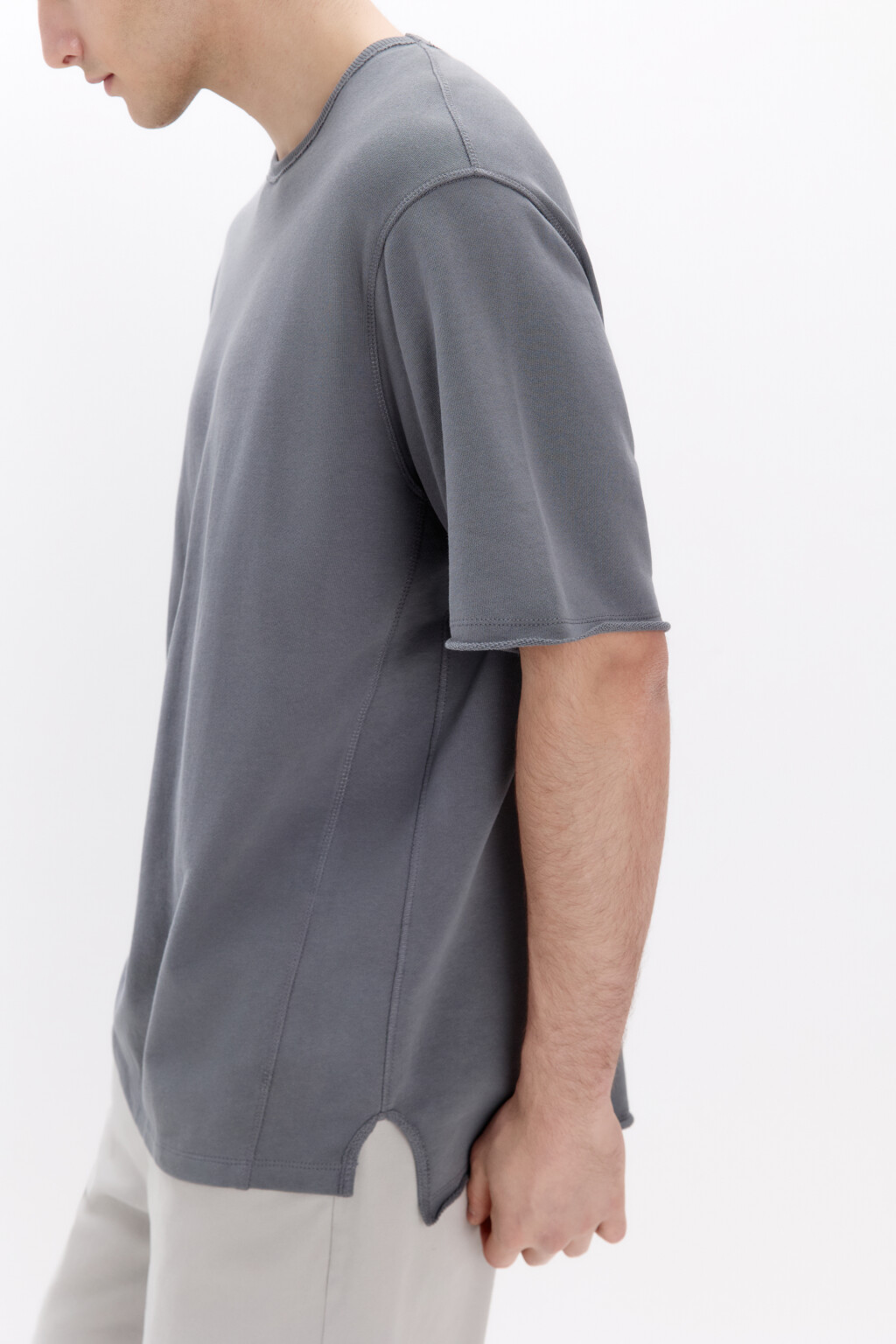 Футболка oversize из хлопкового футера - цвет серый - 1