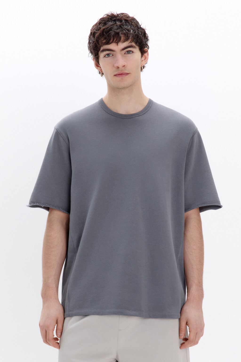 Футболка oversize из хлопкового футера - цвет серый - 2