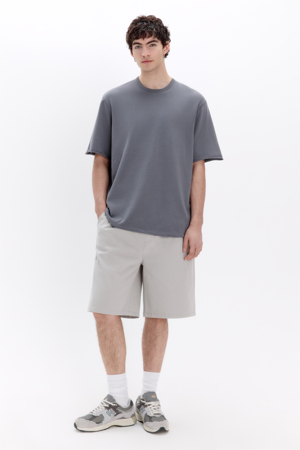 Футболка oversize из хлопкового футера - цвет серый - 4