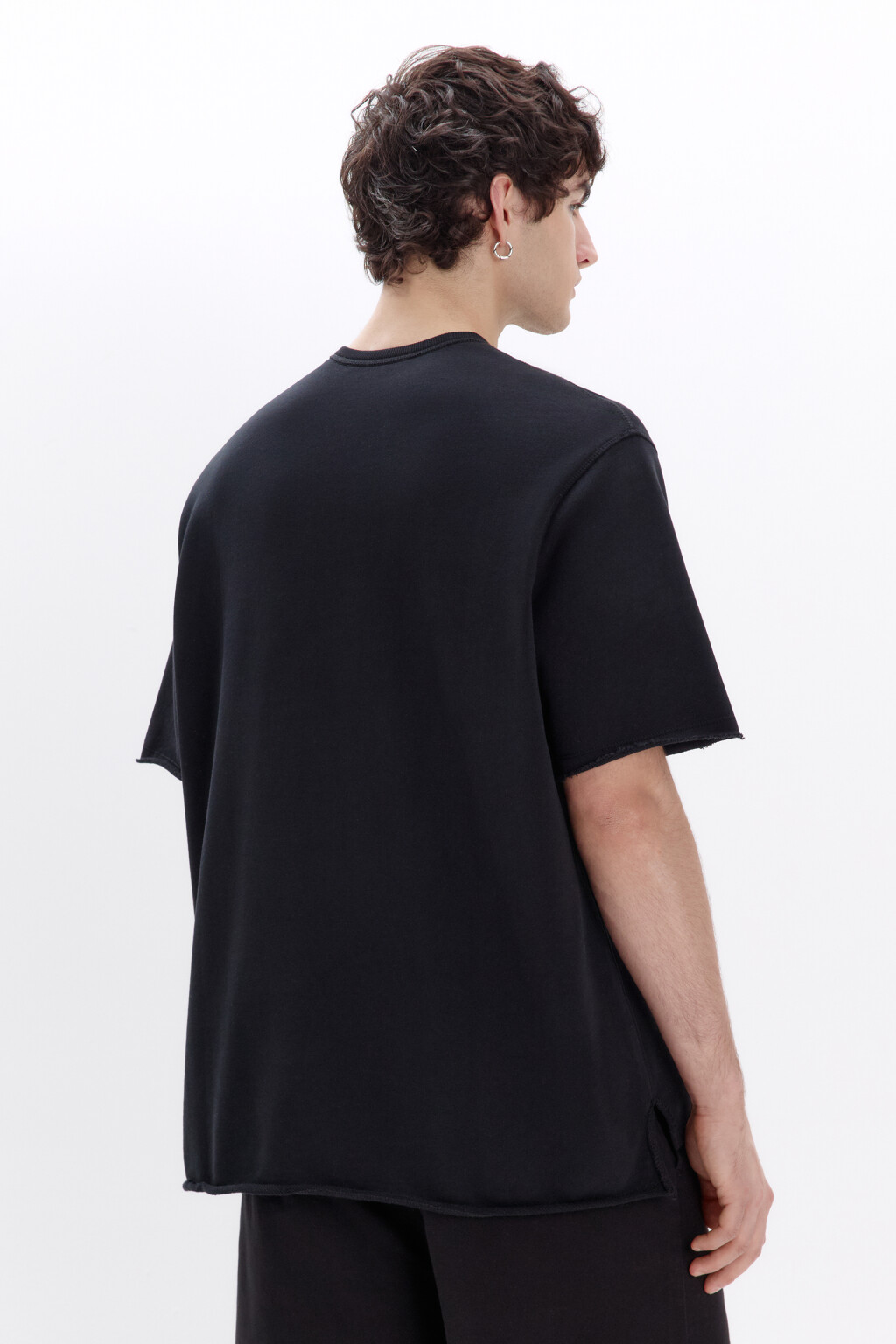 Футболка oversize из хлопкового футера - цвет черный - 4