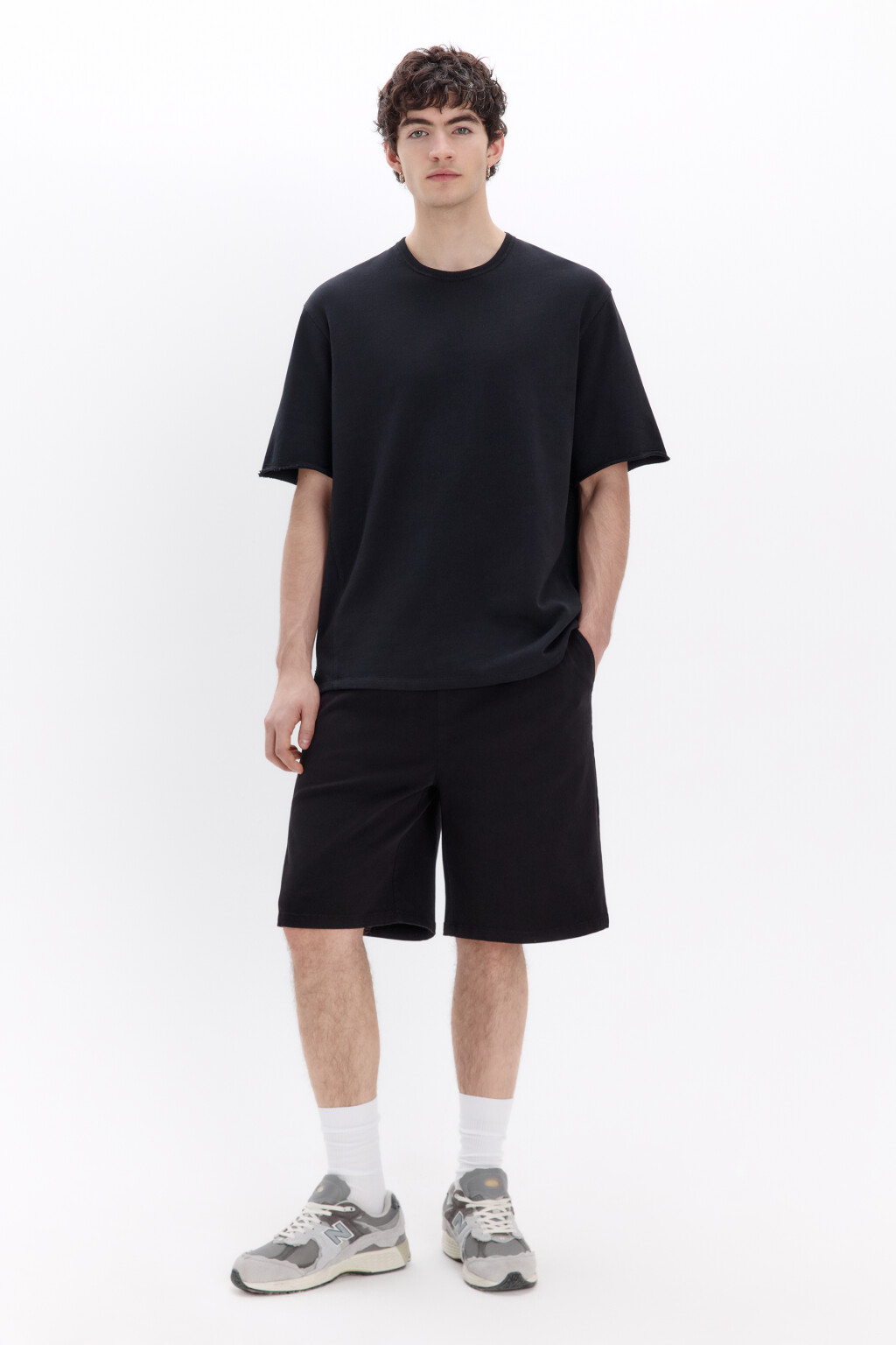 Футболка oversize из хлопкового футера - цвет черный - 5