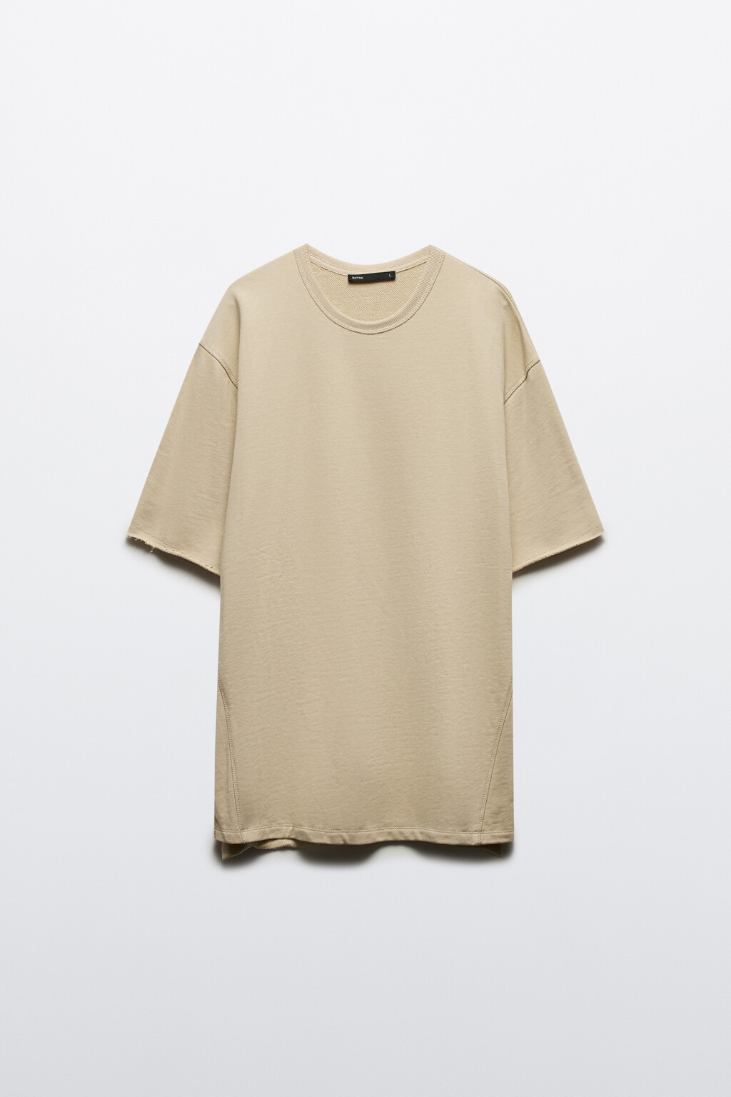 Футболка oversize из хлопкового футера - цвет бежевый - 7