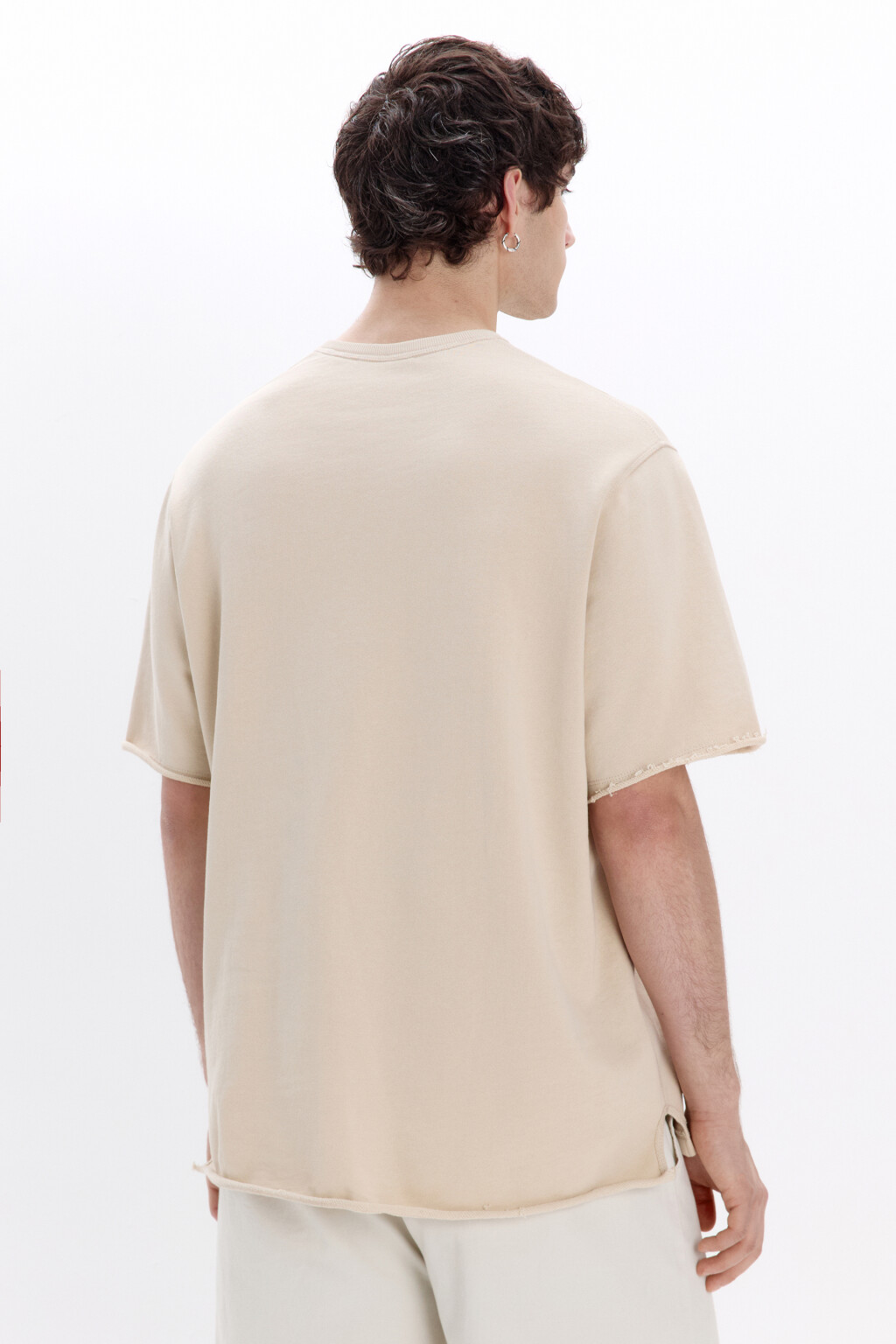 Футболка oversize из хлопкового футера - цвет бежевый - 3