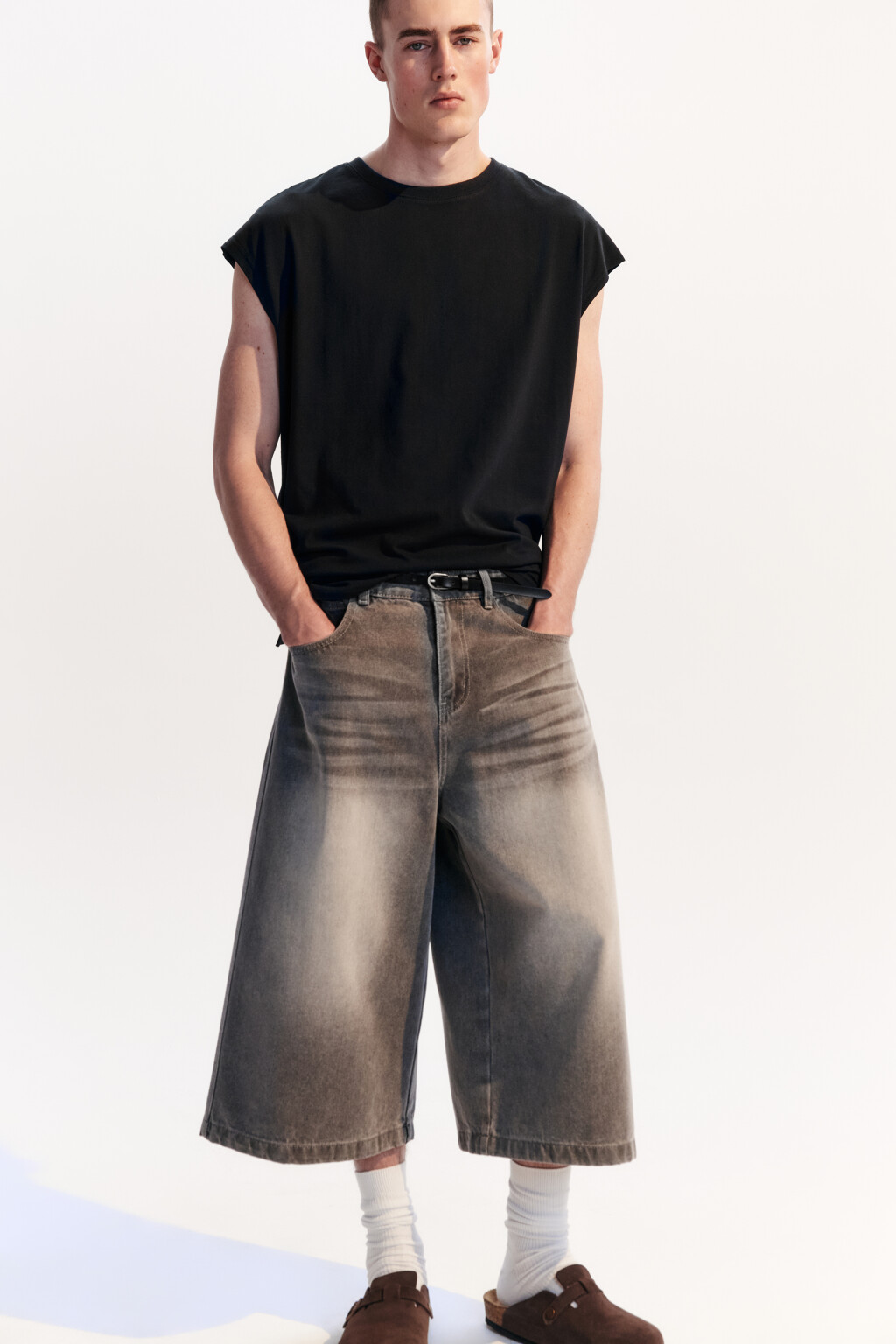 Футболка хлопковая без рукавов - цвет черный - 1