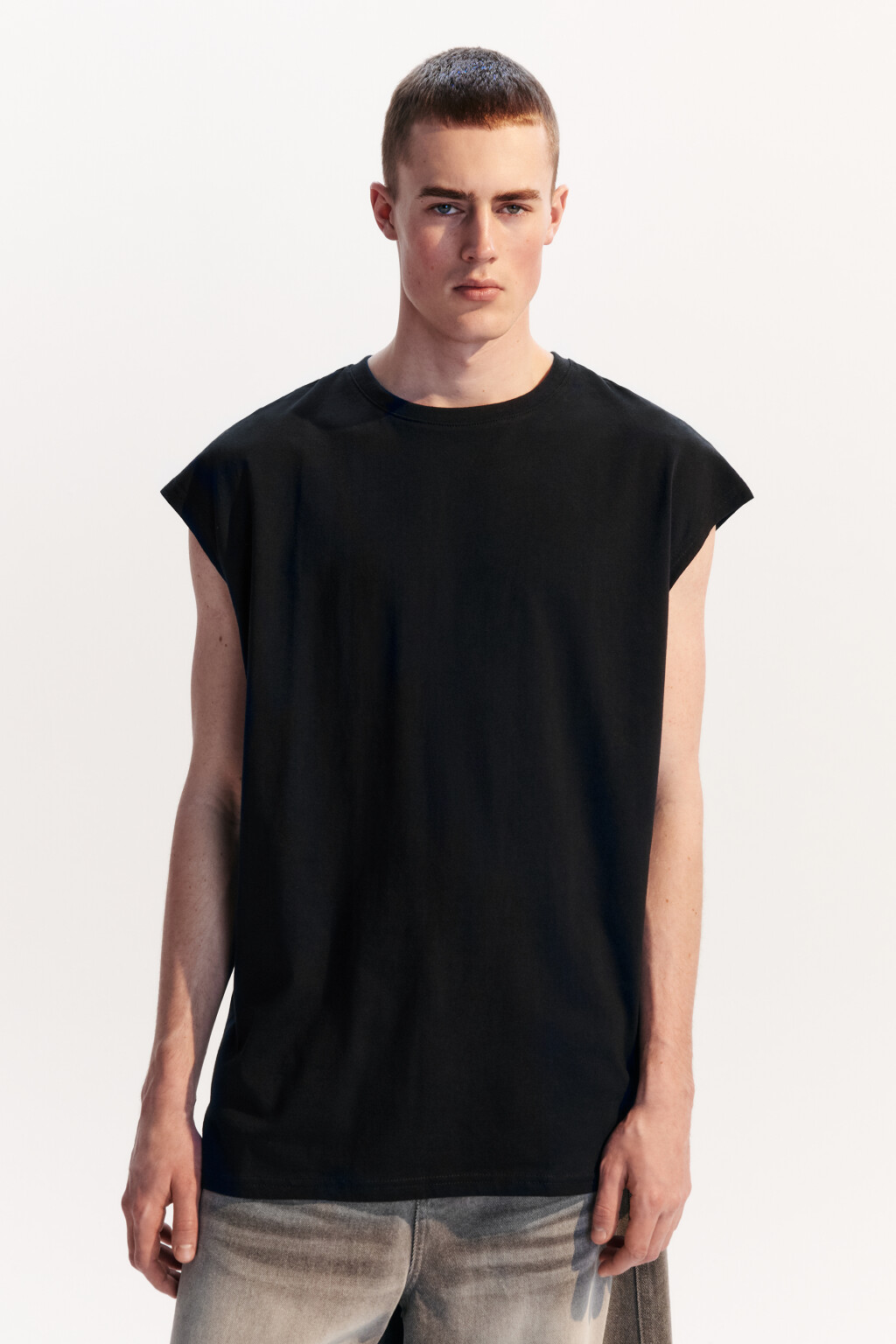 Футболка хлопковая без рукавов - цвет черный - 3