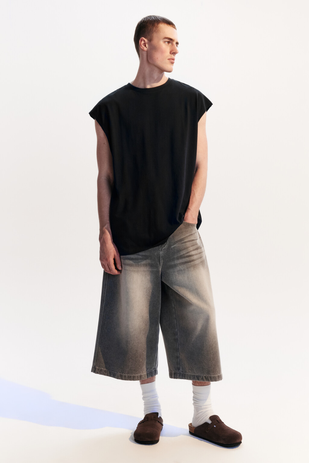 Футболка хлопковая без рукавов - цвет черный - 5