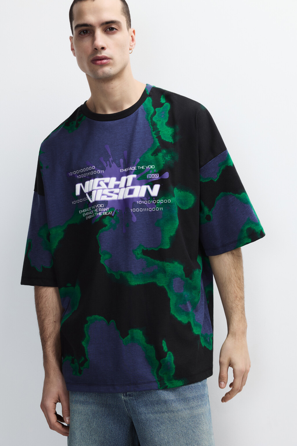 Футболка oversize с эффектом тай-дай - цвет черный - 1