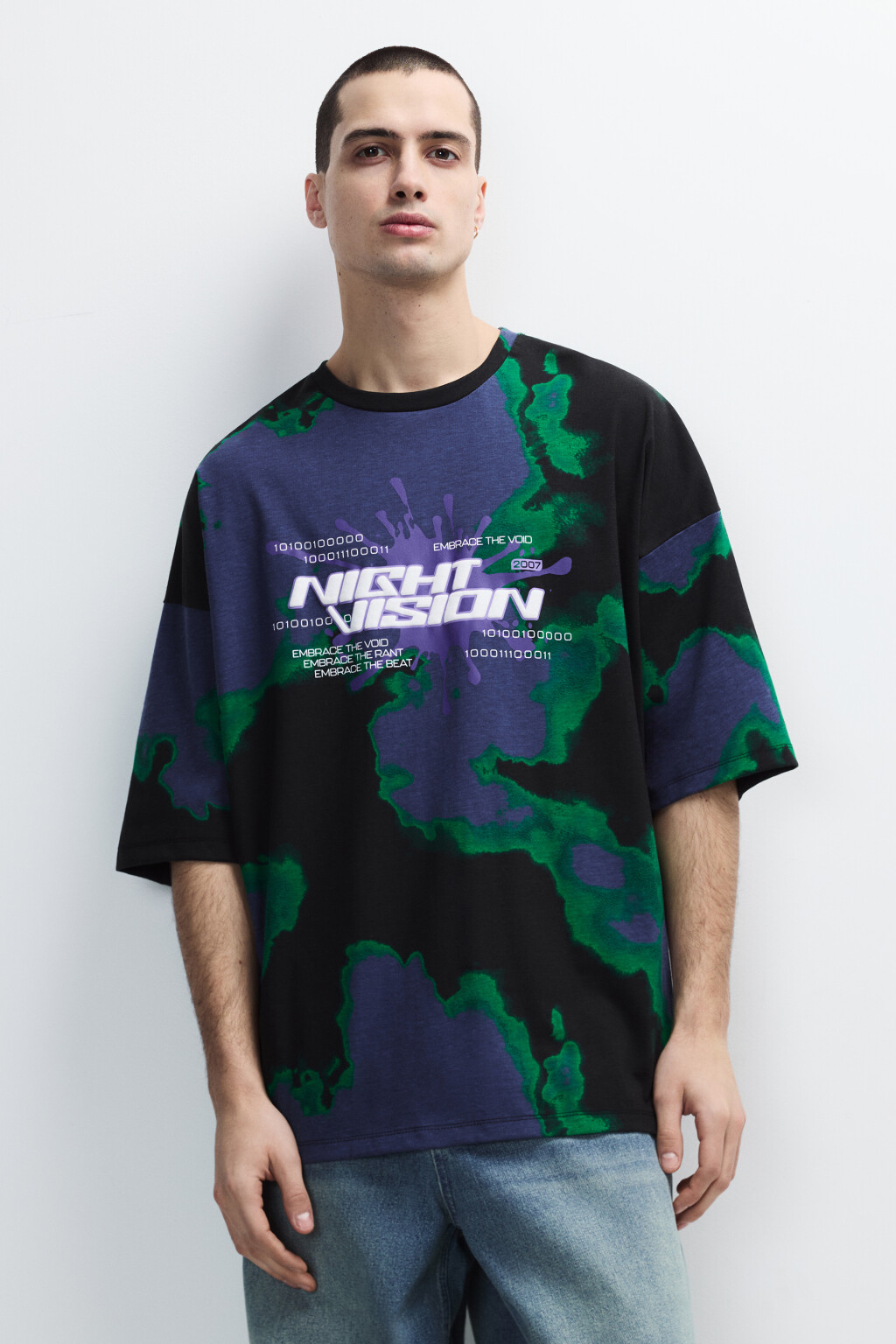 Футболка oversize с эффектом тай-дай - цвет черный - 2