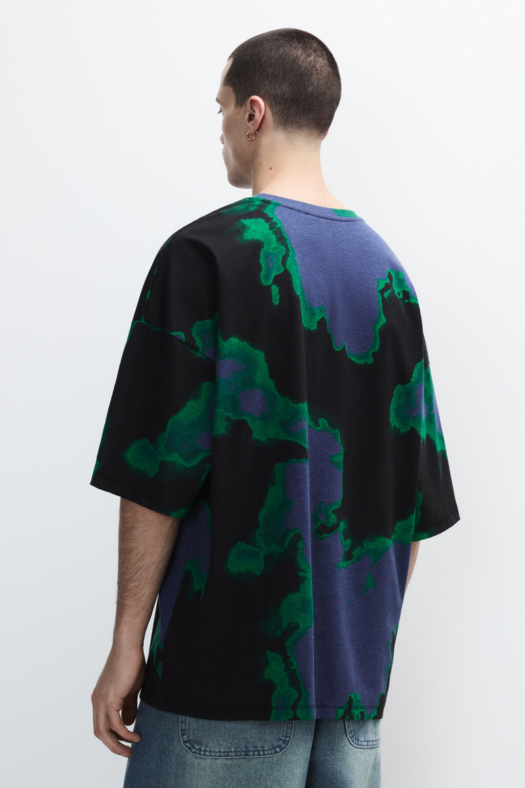 Футболка oversize с эффектом тай-дай - цвет черный - 3