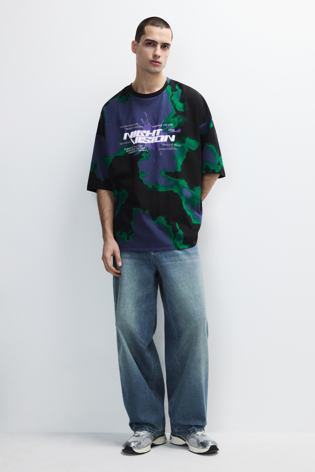 Футболка oversize с эффектом тай-дай - цвет черный - 4