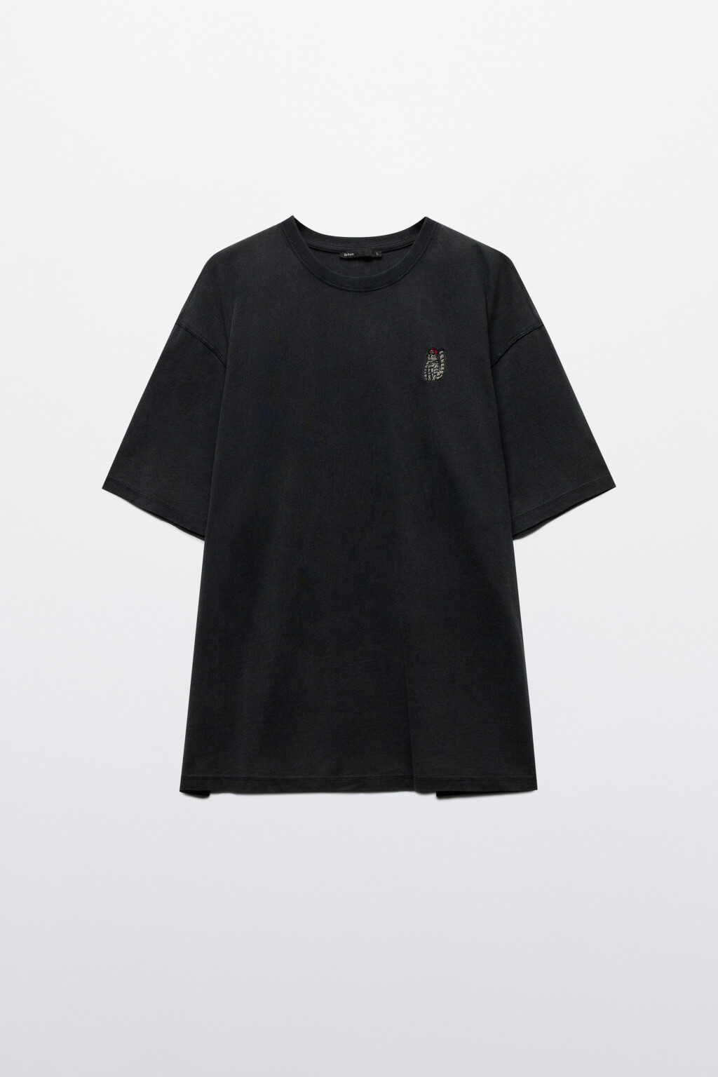 Футболка с вареным эффектом и вышивкой - цвет черный - 7