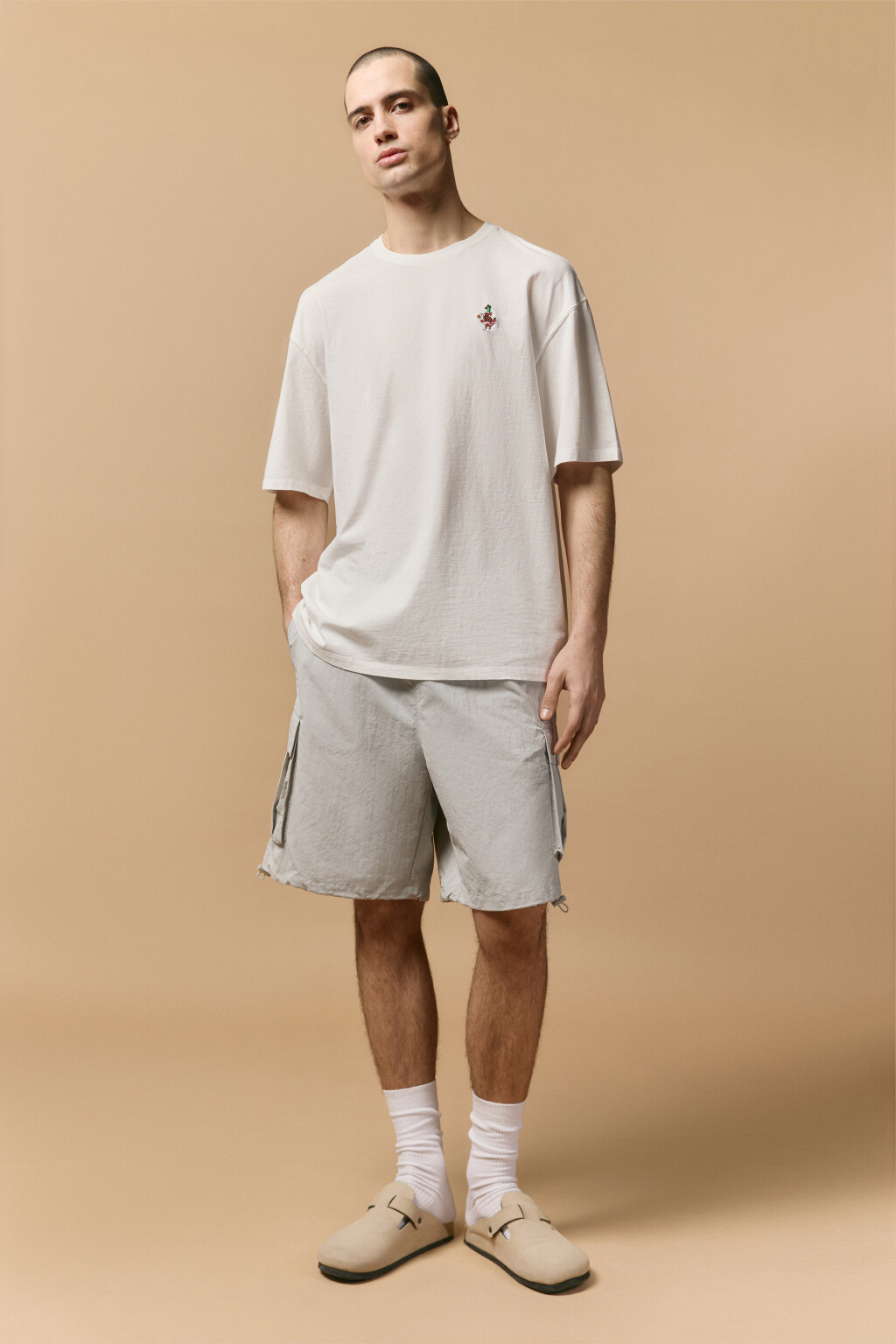 Футболка с вареным эффектом и вышивкой - цвет белый - 5