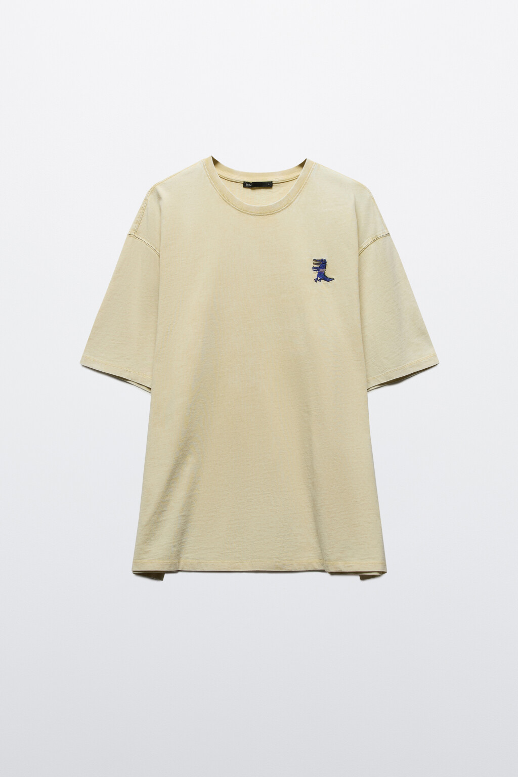 Футболка с вареным эффектом и вышивкой - цвет желтый - 7