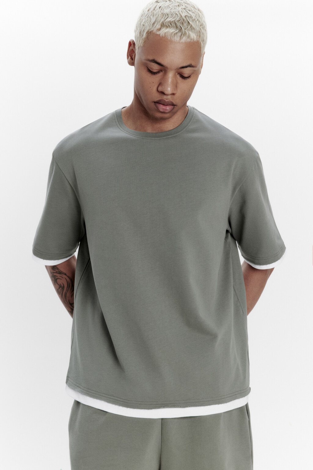 Футболка с имитацией второго слоя - цвет зеленый - 1